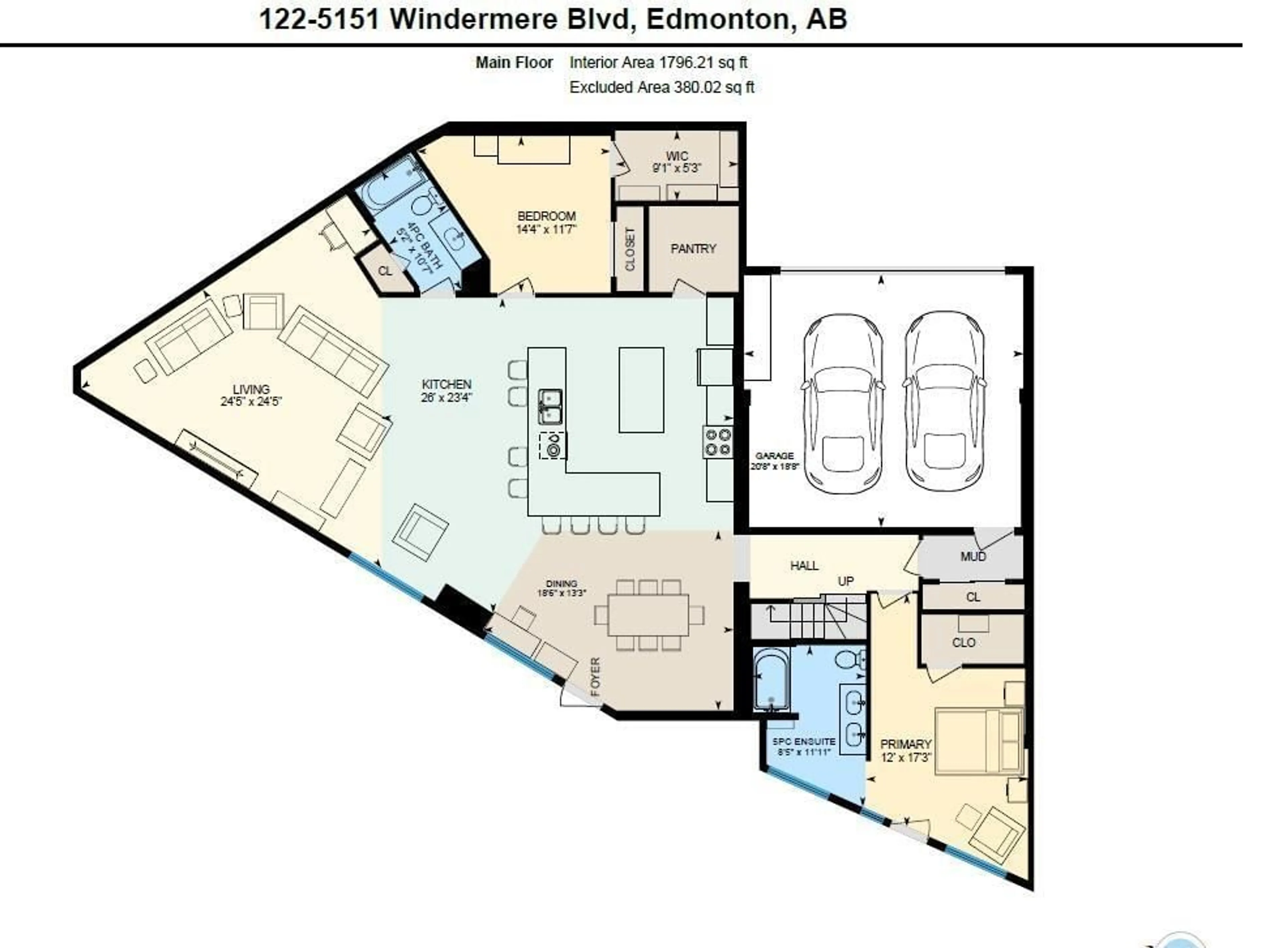 Floor plan for 122 5151 WINDERMERE BV, Edmonton Alberta T6W2K4