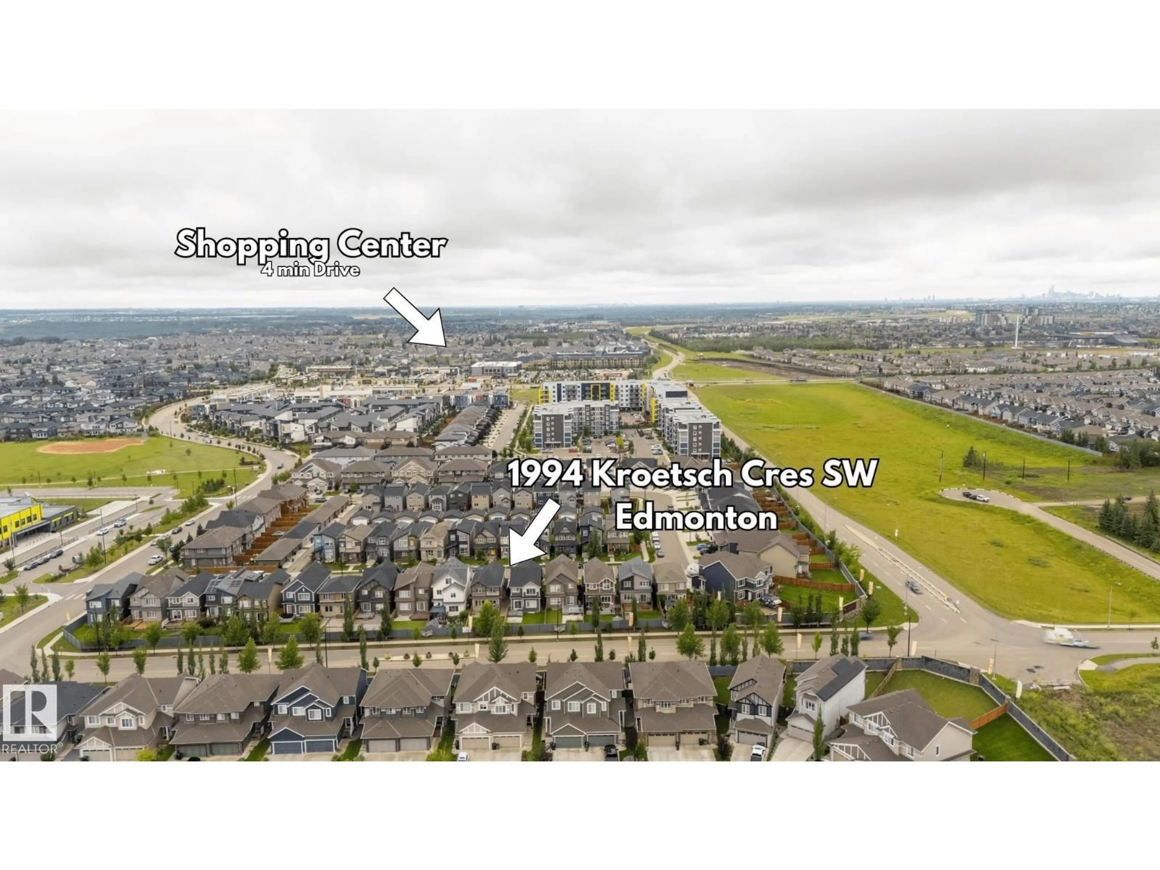 A pic from outside/outdoor area/front of a property/back of a property/a pic from drone, water/lake/river/ocean view for 1994 KROETSCH CR, Edmonton Alberta T6W4J4