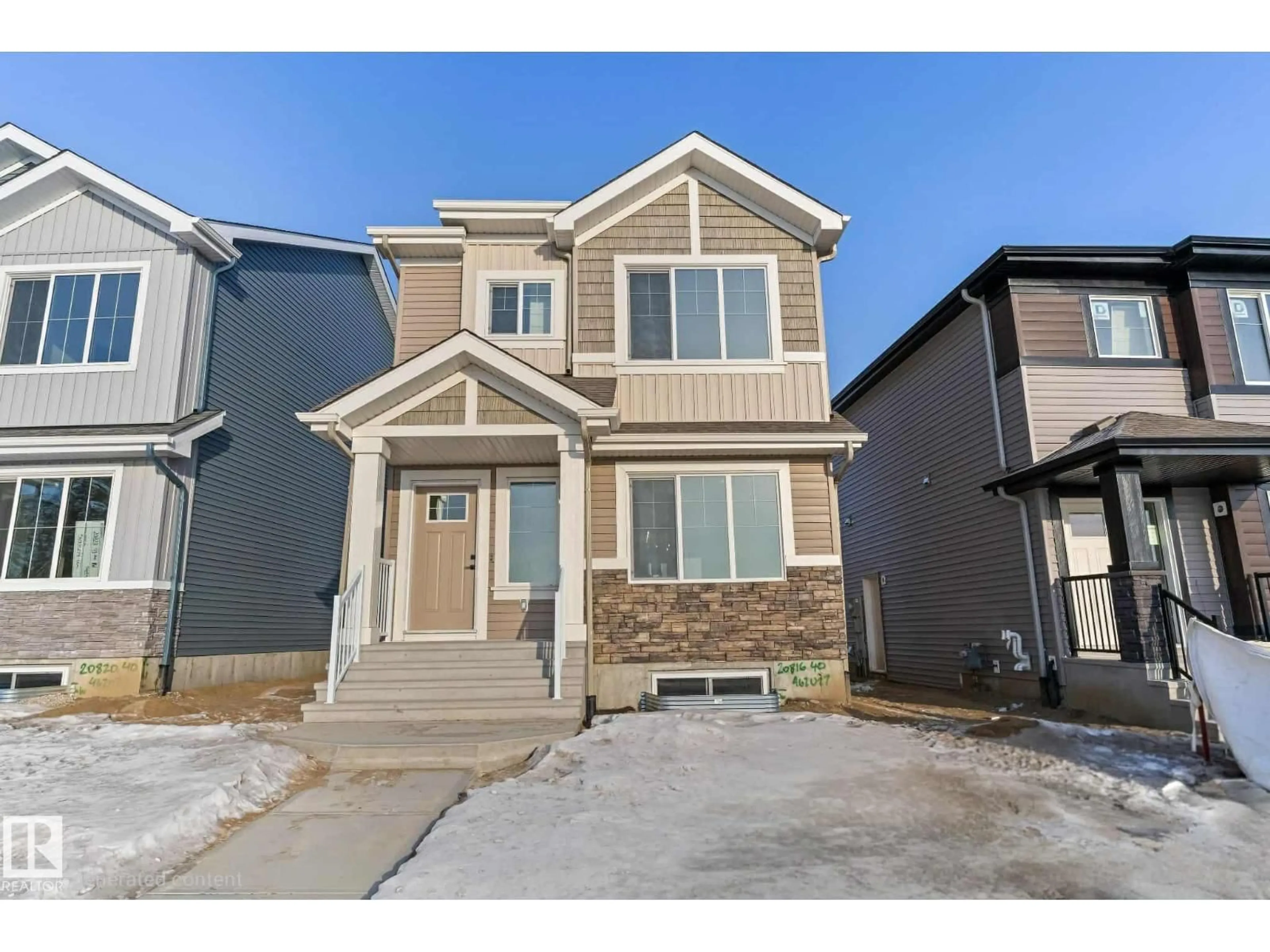 Home with vinyl exterior material, street for 20816 40 AV, Edmonton Alberta T6M3G1
