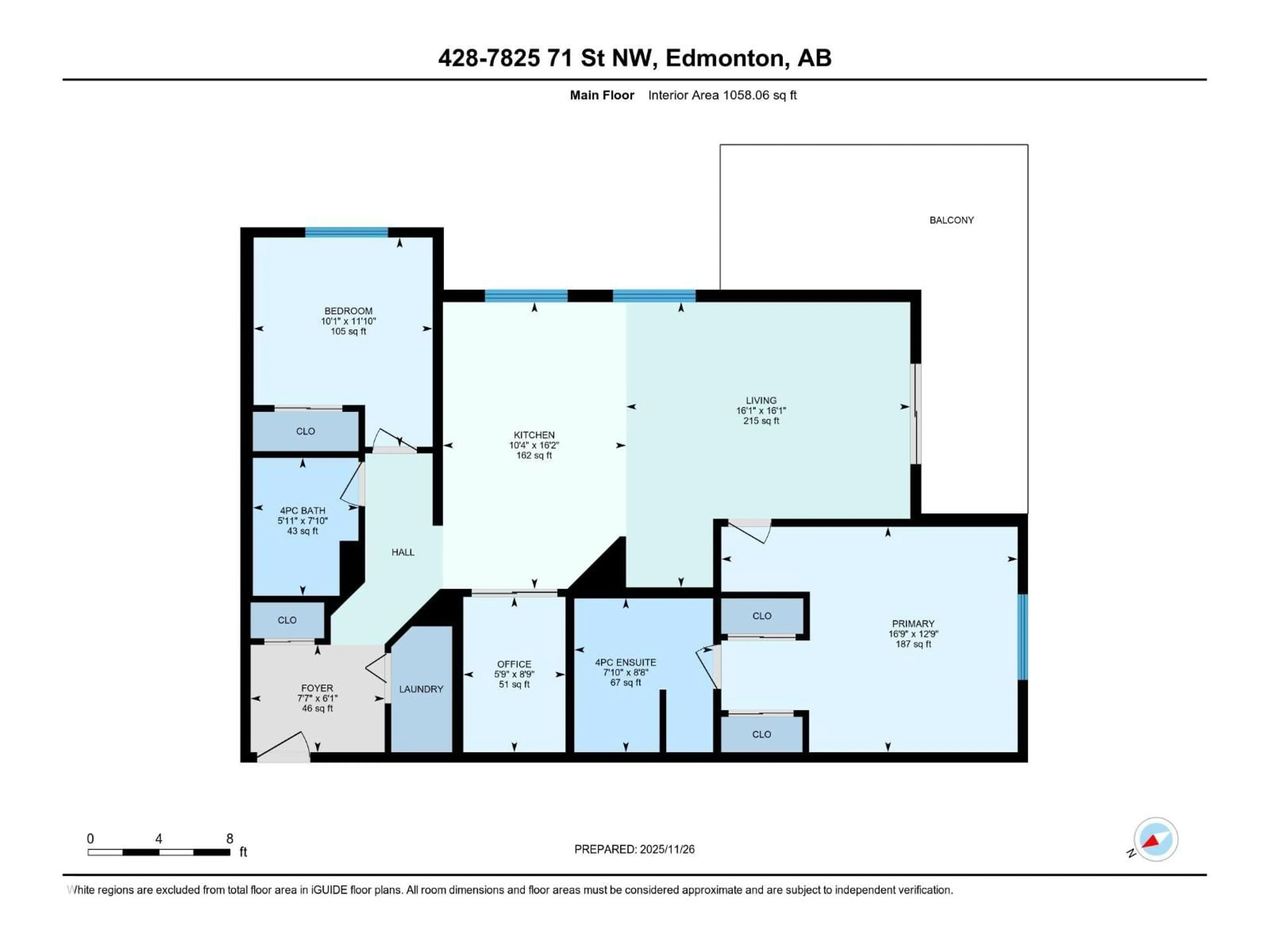 Floor plan for #428 - 7825 71 ST, Edmonton Alberta T6B3R9