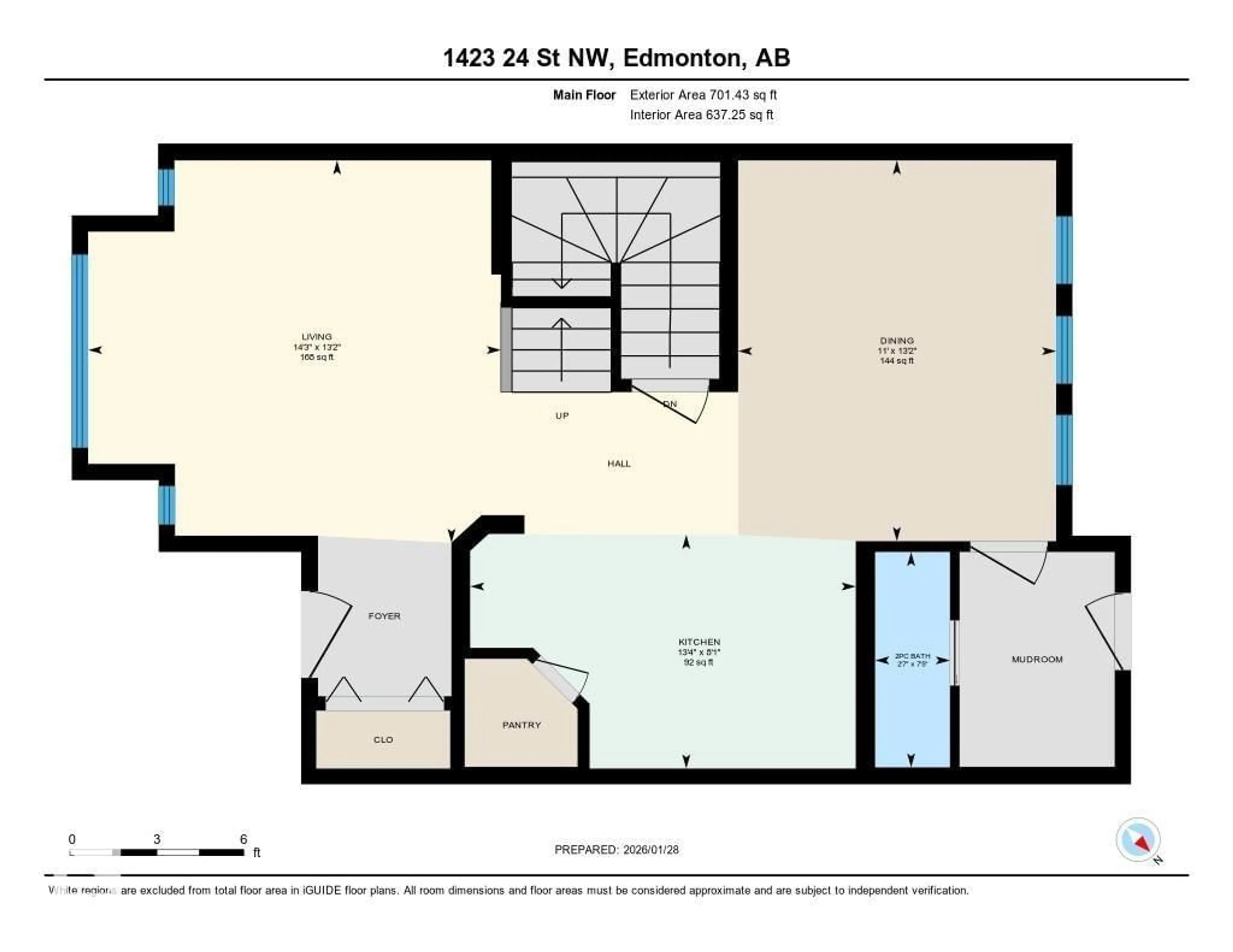 Floor plan for 1423 24 ST, Edmonton Alberta T6T2J7