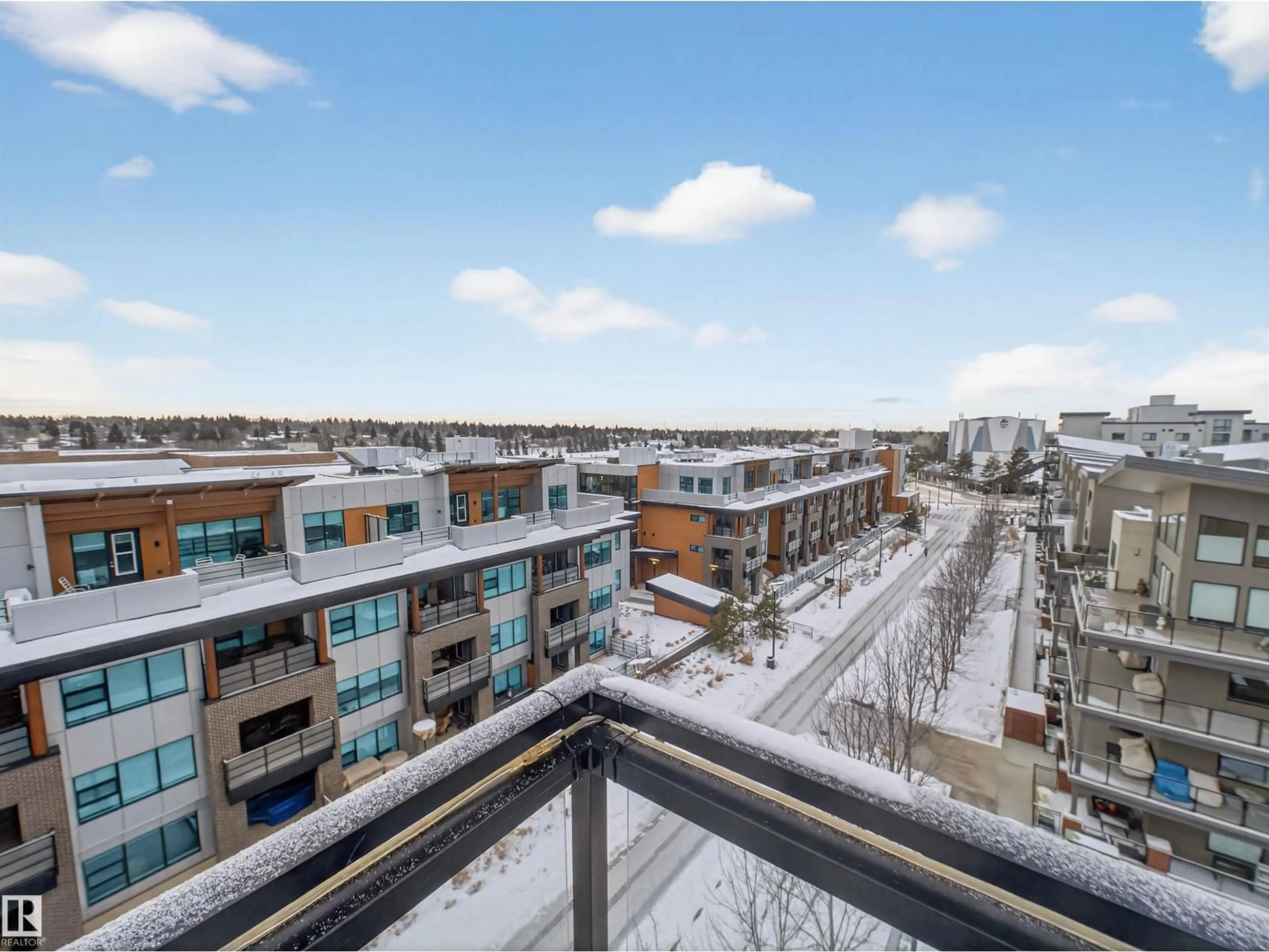 Balcony in the apartment, city buildings view from balcony for 603 FESTIVAL WY, Sherwood Park Alberta T8A3V8