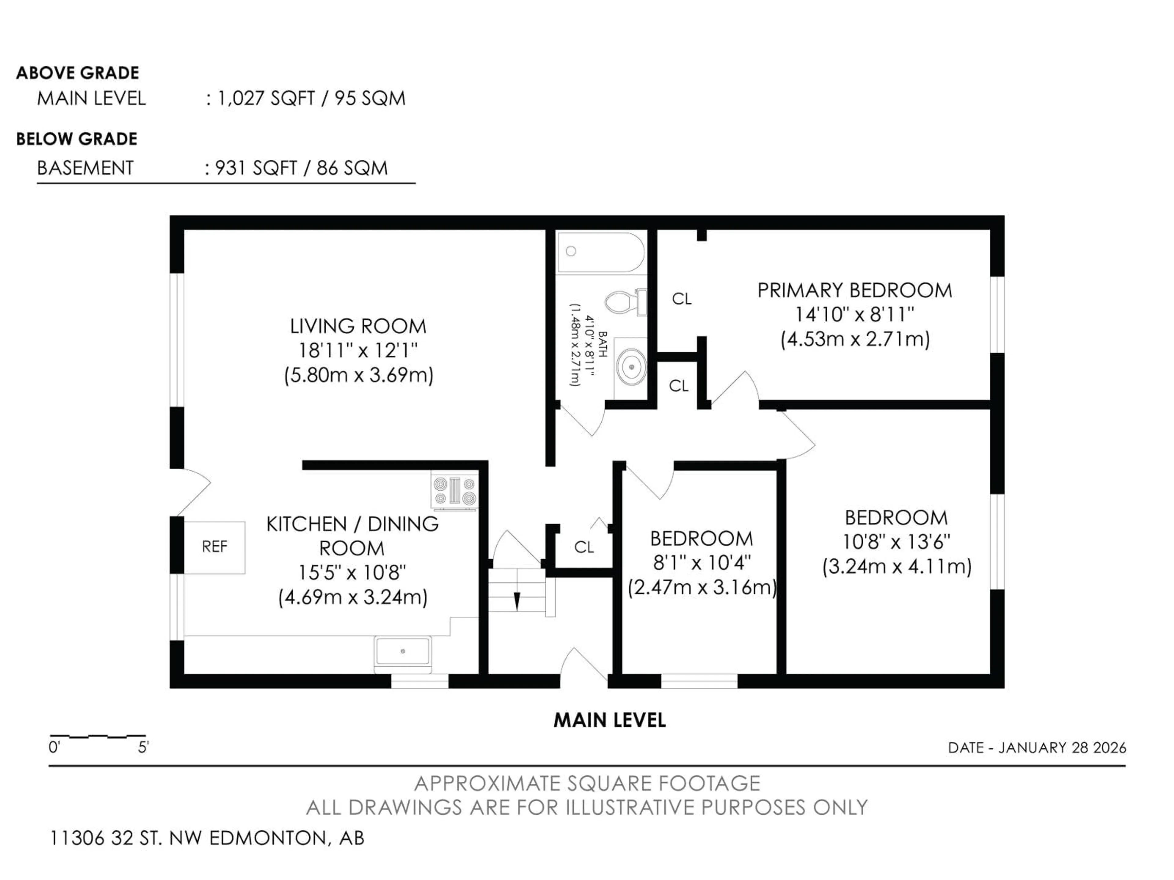 Floor plan for 11306 32 ST, Edmonton Alberta T5W4R9