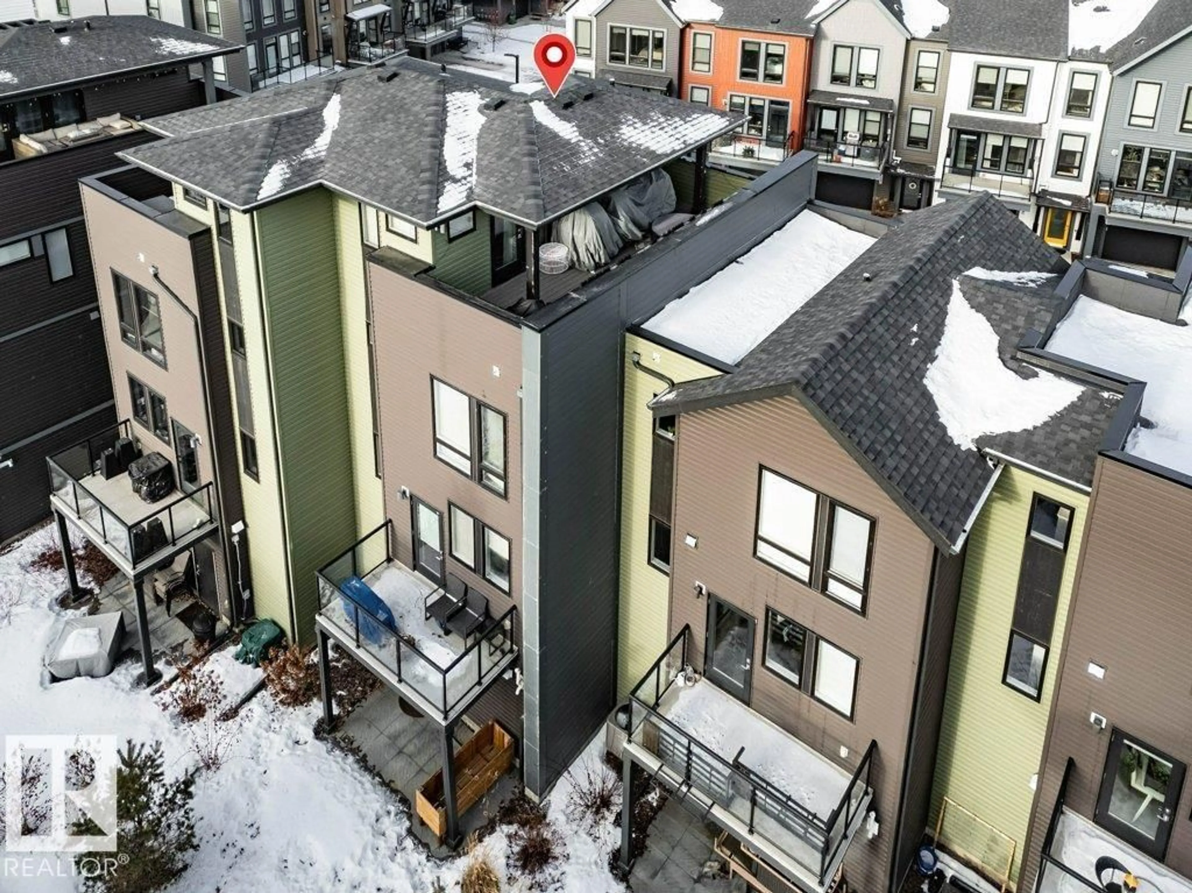 A pic from outside/outdoor area/front of a property/back of a property/a pic from drone, city buildings view from balcony for #125 - 1304 RUTHERFORD RD, Edmonton Alberta T6W0B4
