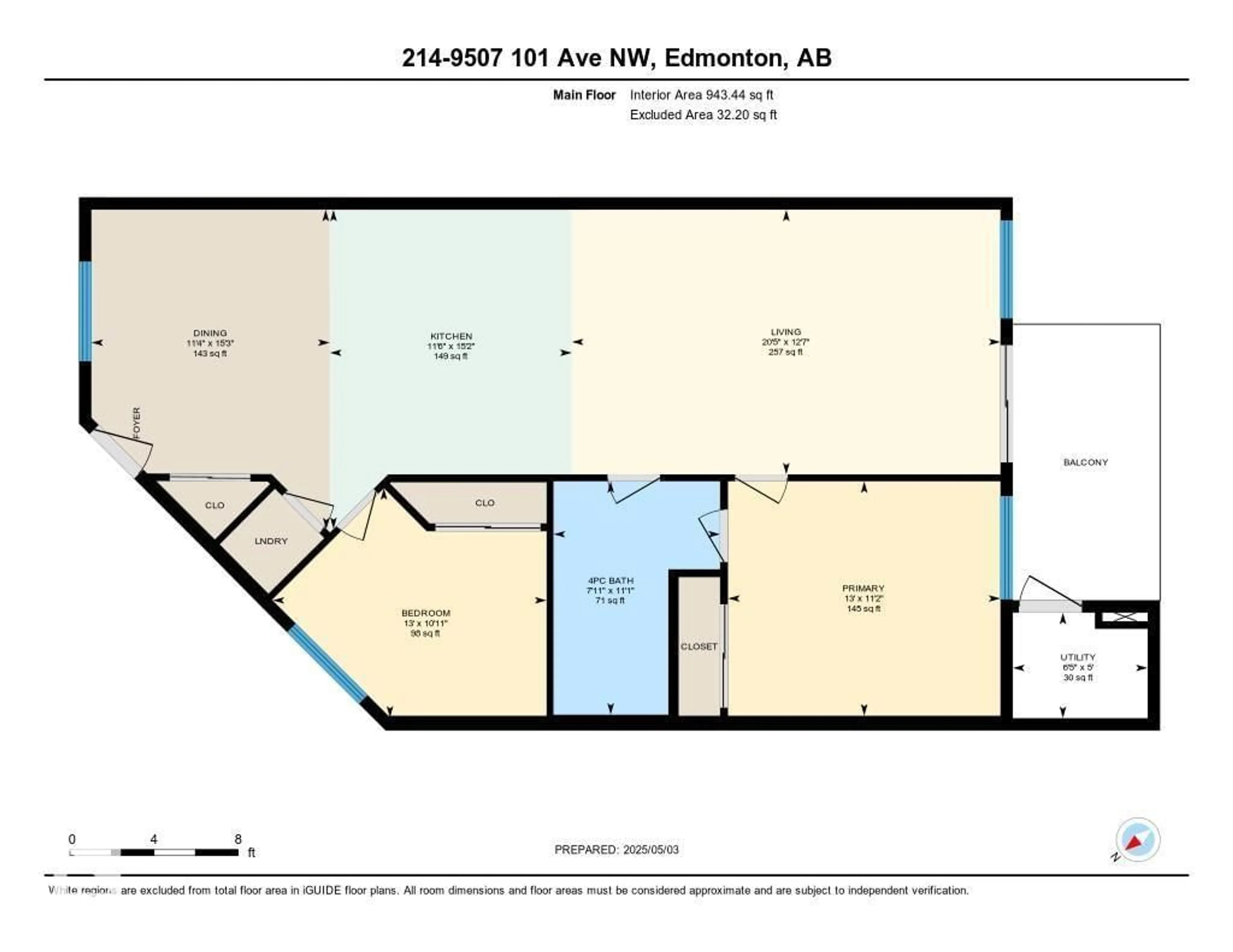 Floor plan for 214 - 9507 101 AV, Edmonton Alberta T5H4R1