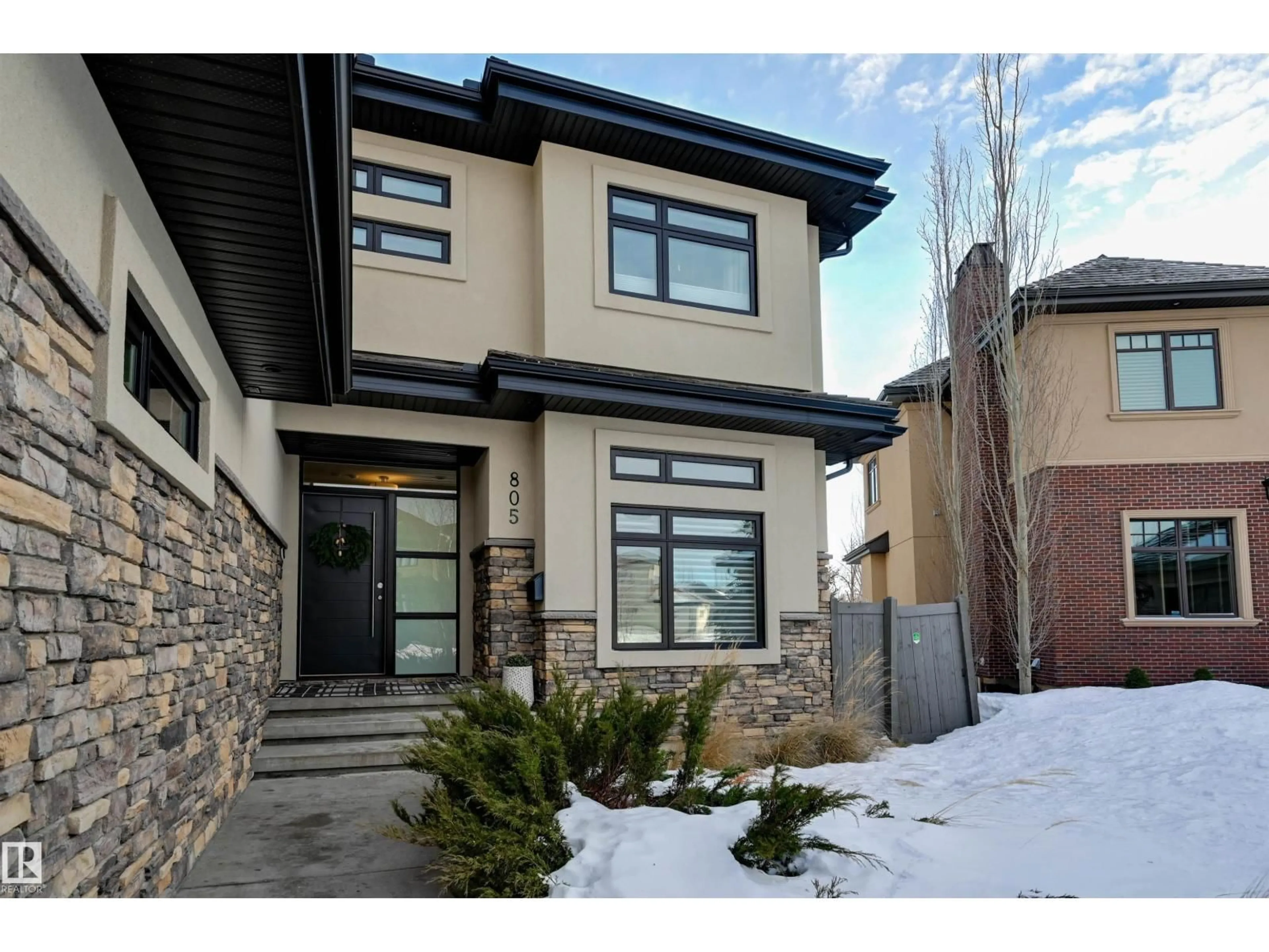 Home with brick exterior material, street for NW - 805 DRYSDALE RUN RU, Edmonton Alberta T6M2Y4