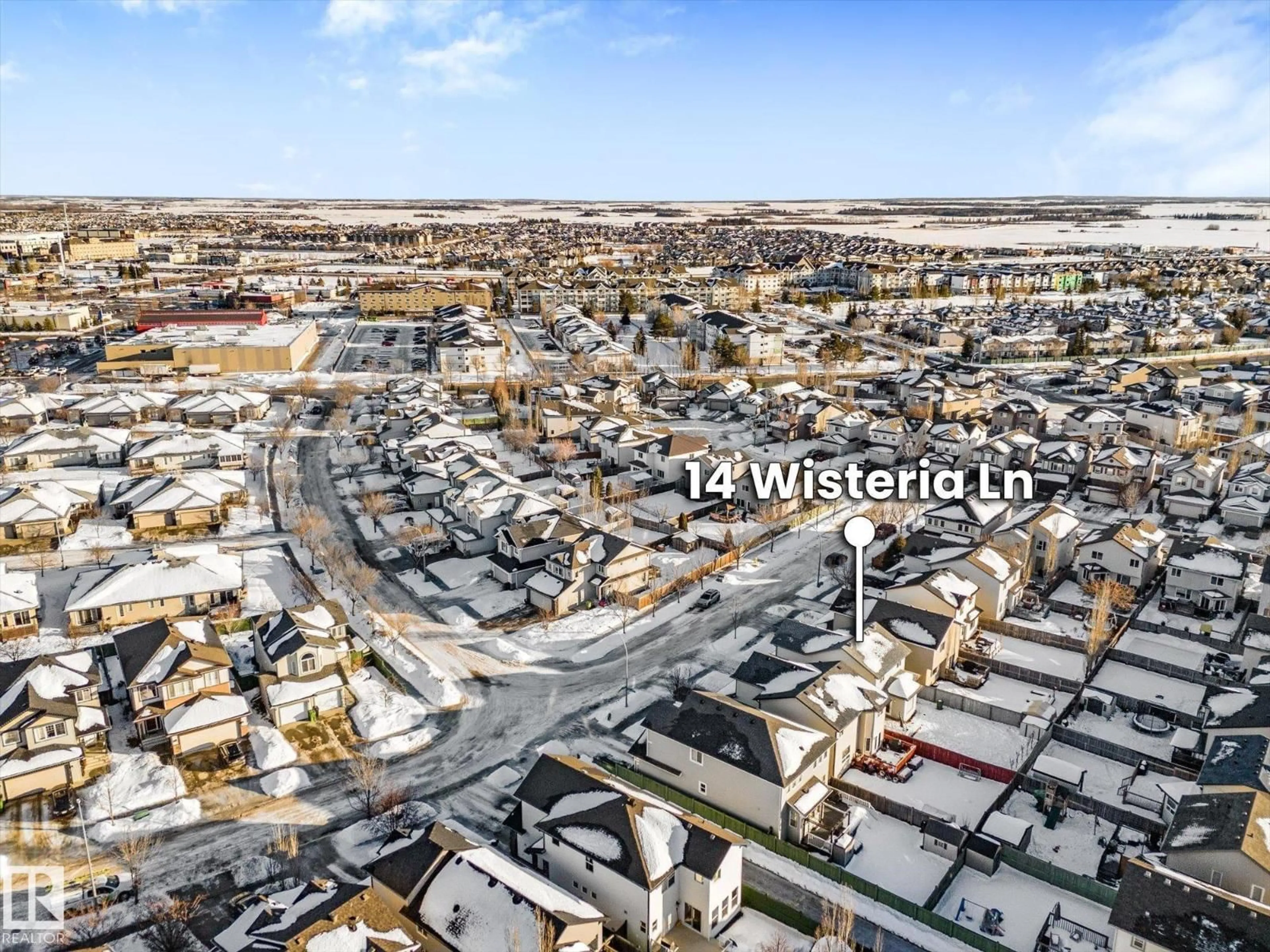 A pic from outside/outdoor area/front of a property/back of a property/a pic from drone, street for 14 WISTERIA LN, Fort Saskatchewan Alberta T8L0B6