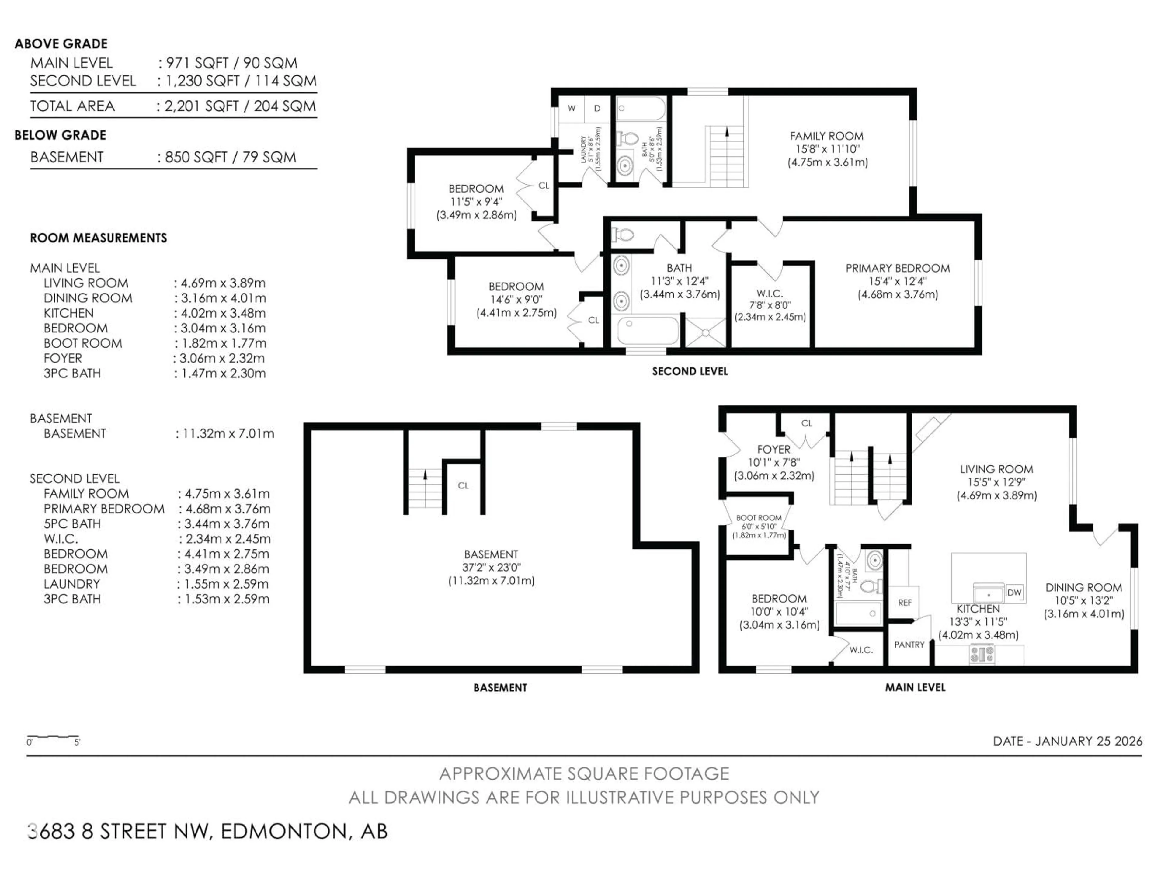 Floor plan for 3683 8 ST, Edmonton Alberta T6T0S3