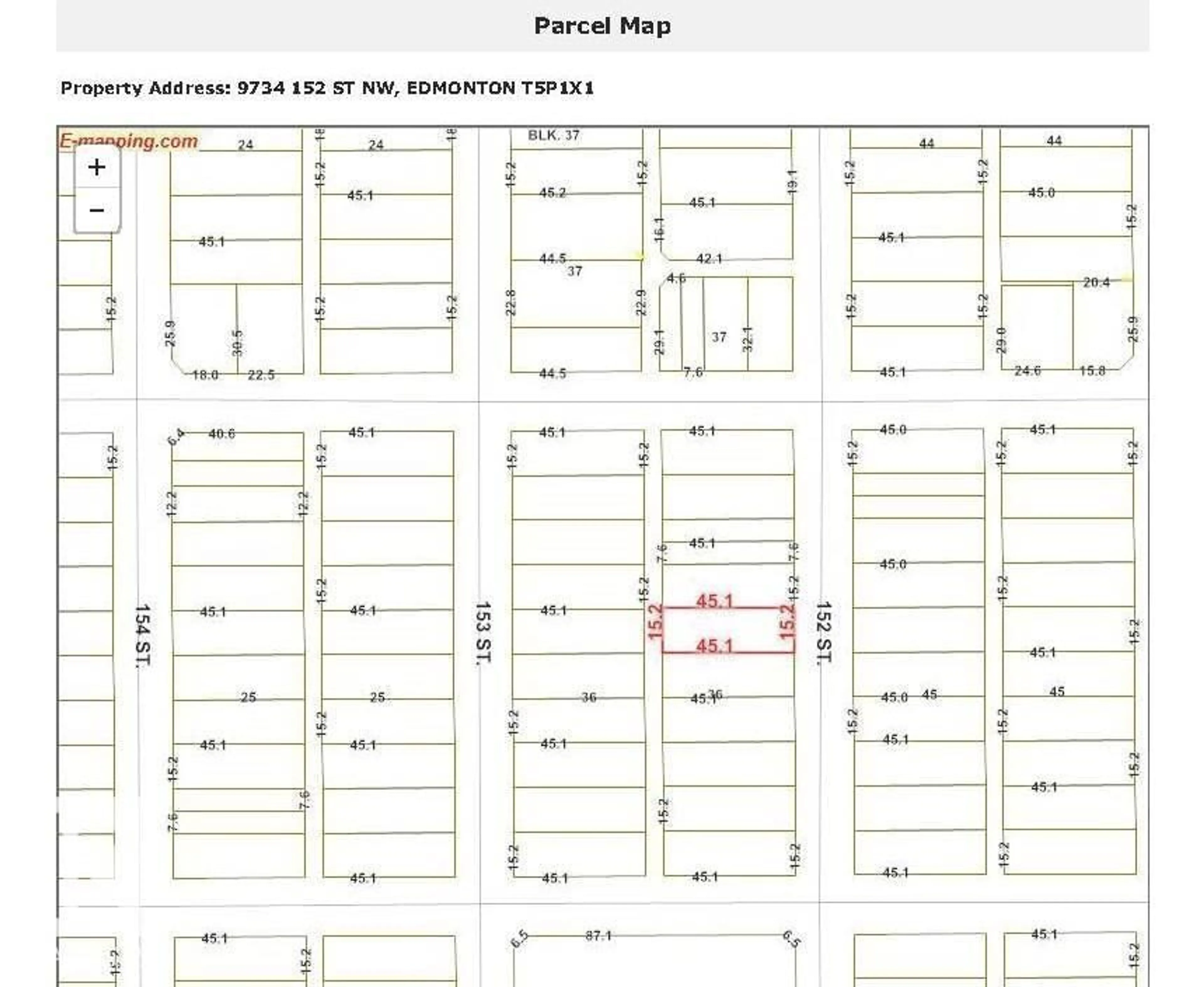 Picture of a map for NW - 9734 152 ST, Edmonton Alberta T5P1X1