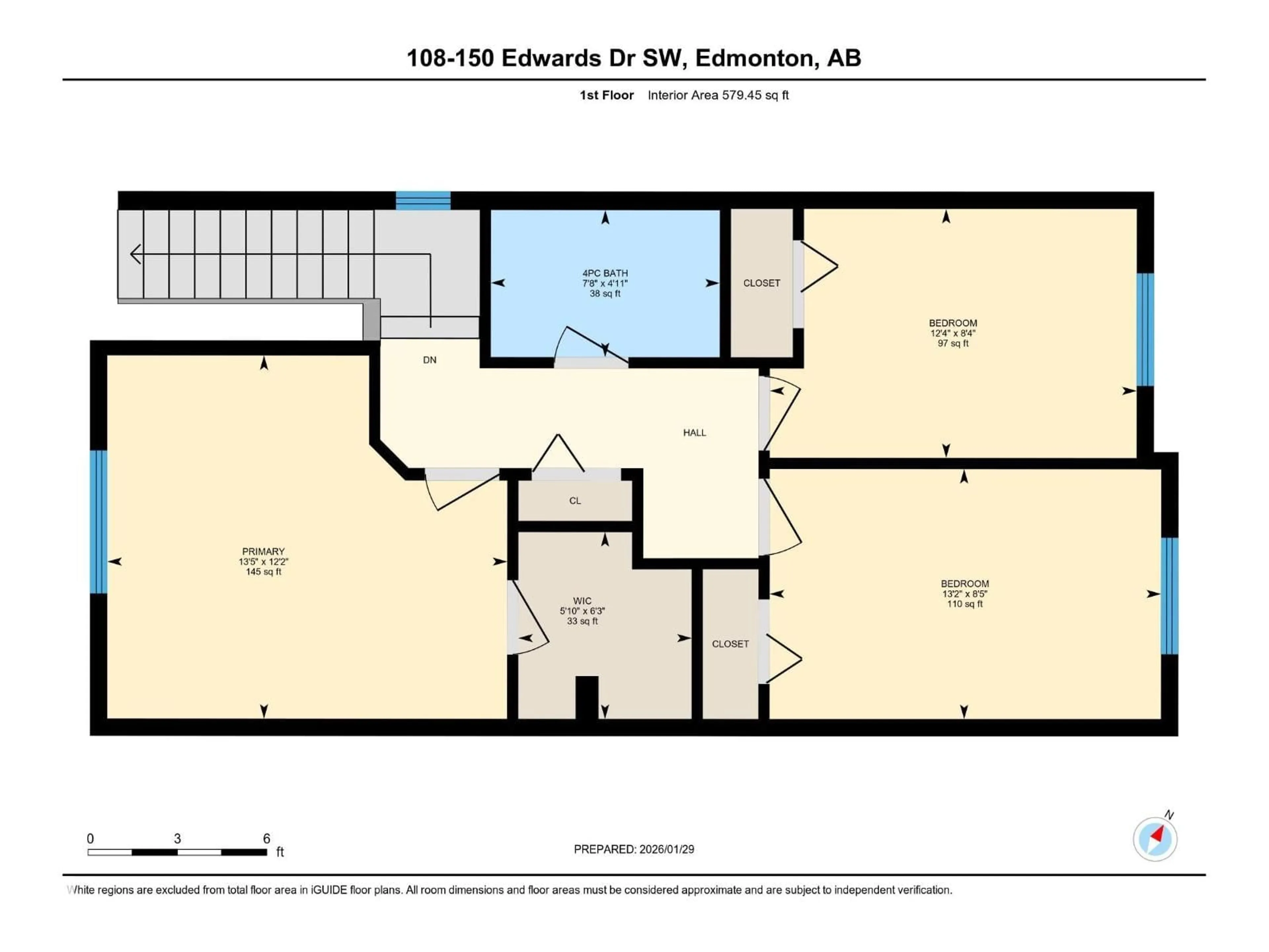 Floor plan for #108 - 150 EDWARDS DR, Edmonton Alberta T6X1M4