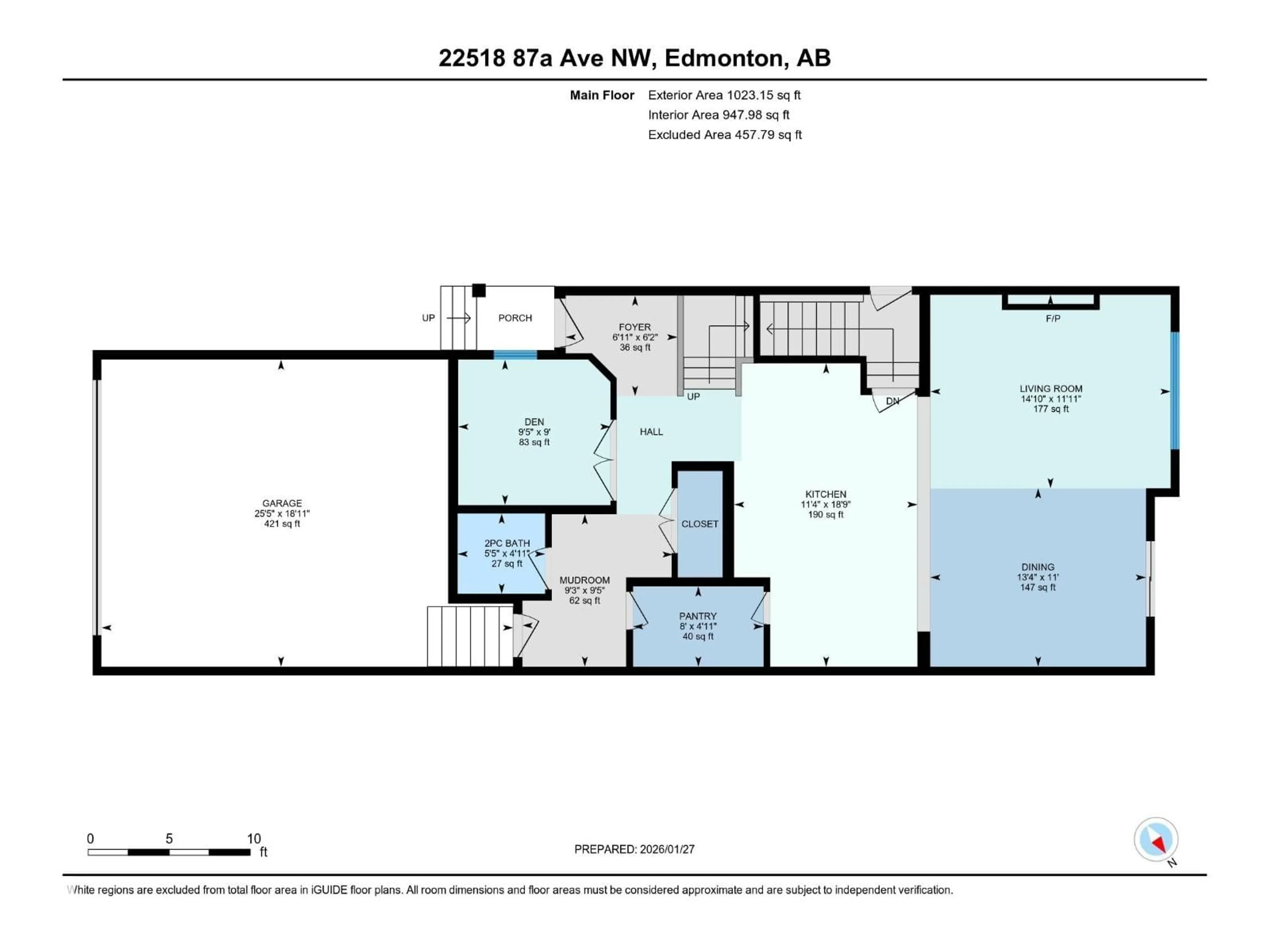 Floor plan for 22518 87A AV, Edmonton Alberta T5T7Y6