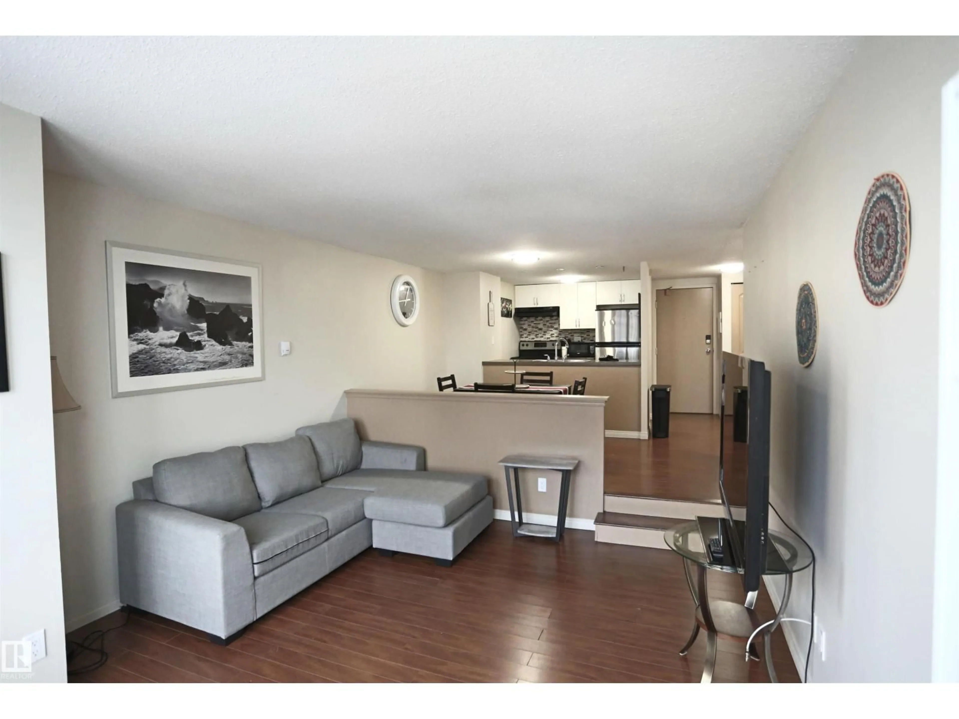 Living room with furniture, wood/laminate floor for #804 - 10160 114 ST NW, Edmonton Alberta T5K2L2