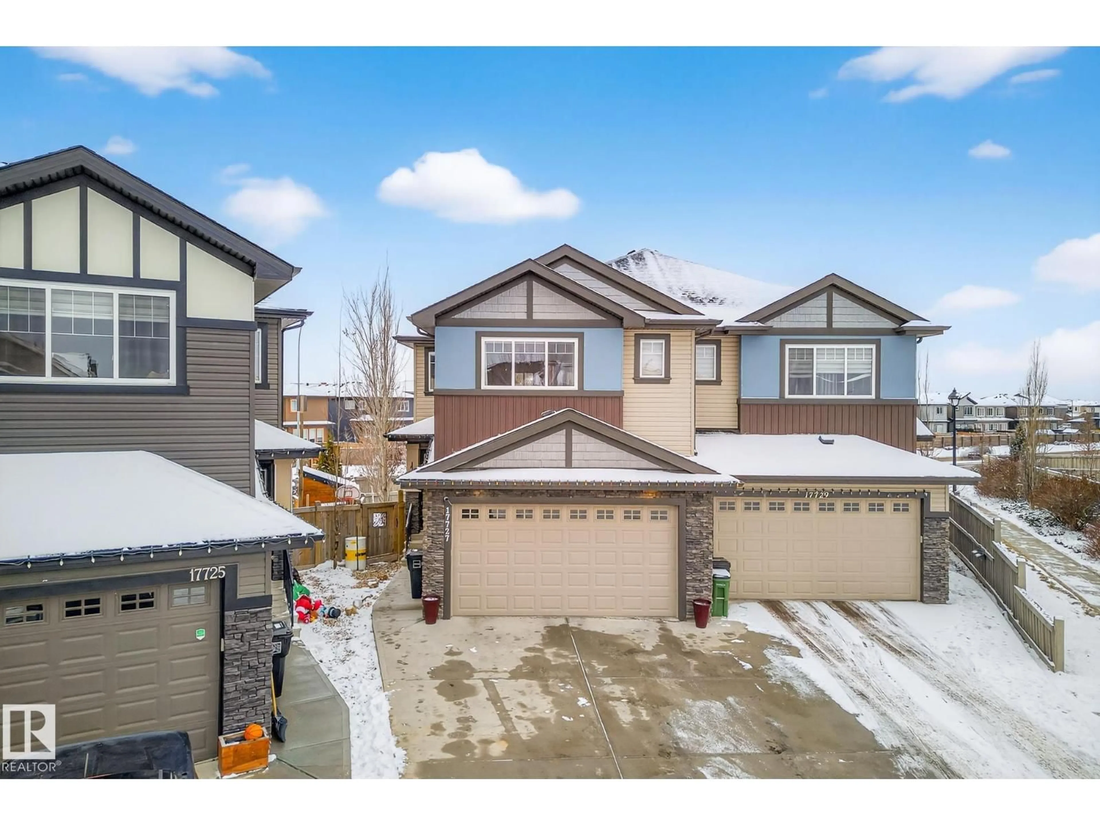 A pic from outside/outdoor area/front of a property/back of a property/a pic from drone, street for 17727 13 AV, Edmonton Alberta T6W2J7