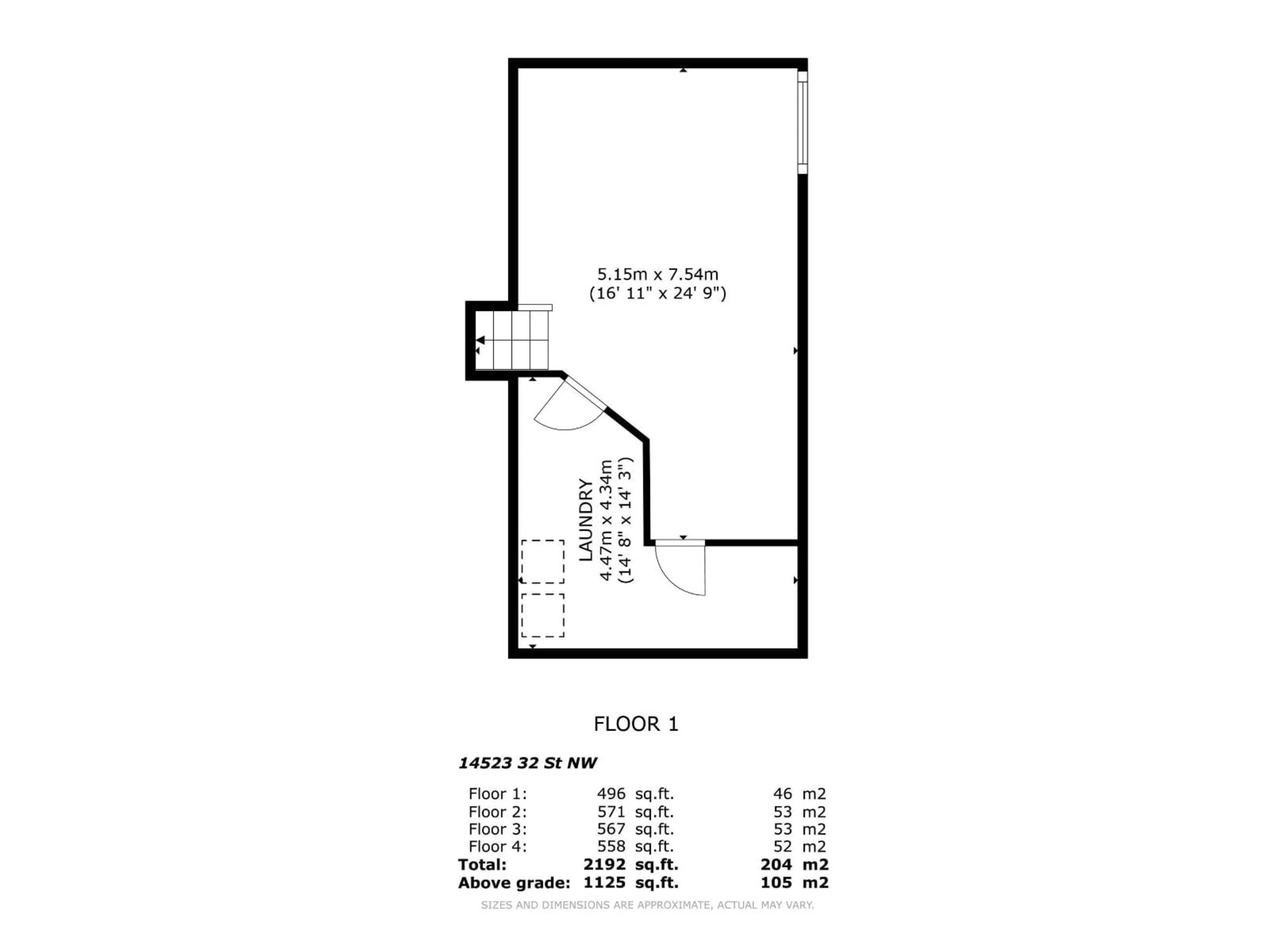 Floor plan for 14523 32 ST, Edmonton Alberta T5Y2L2