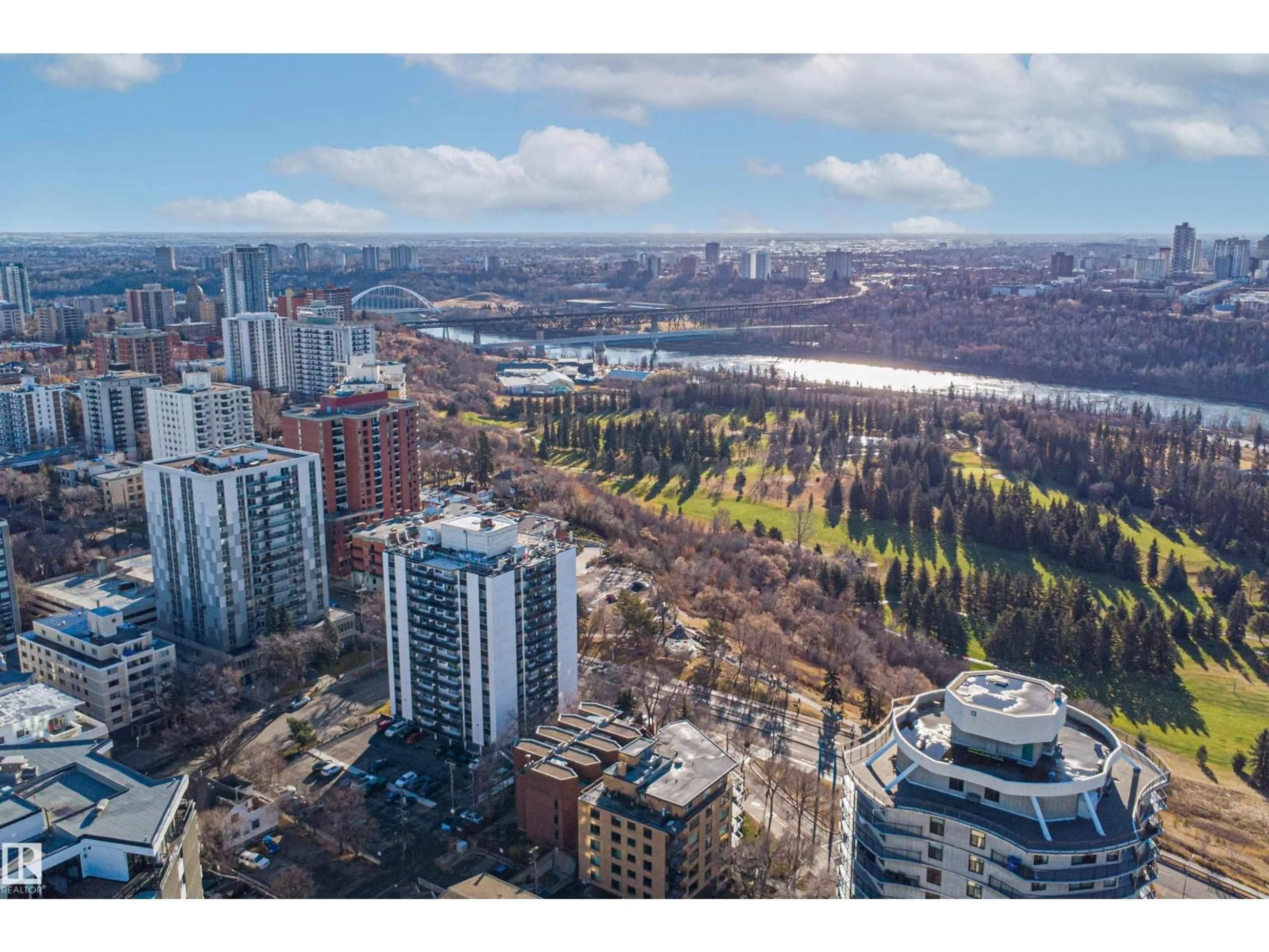 A pic from outside/outdoor area/front of a property/back of a property/a pic from drone, city buildings view from balcony for G9 - 10148 118 ST, Edmonton Alberta T5K1Y4