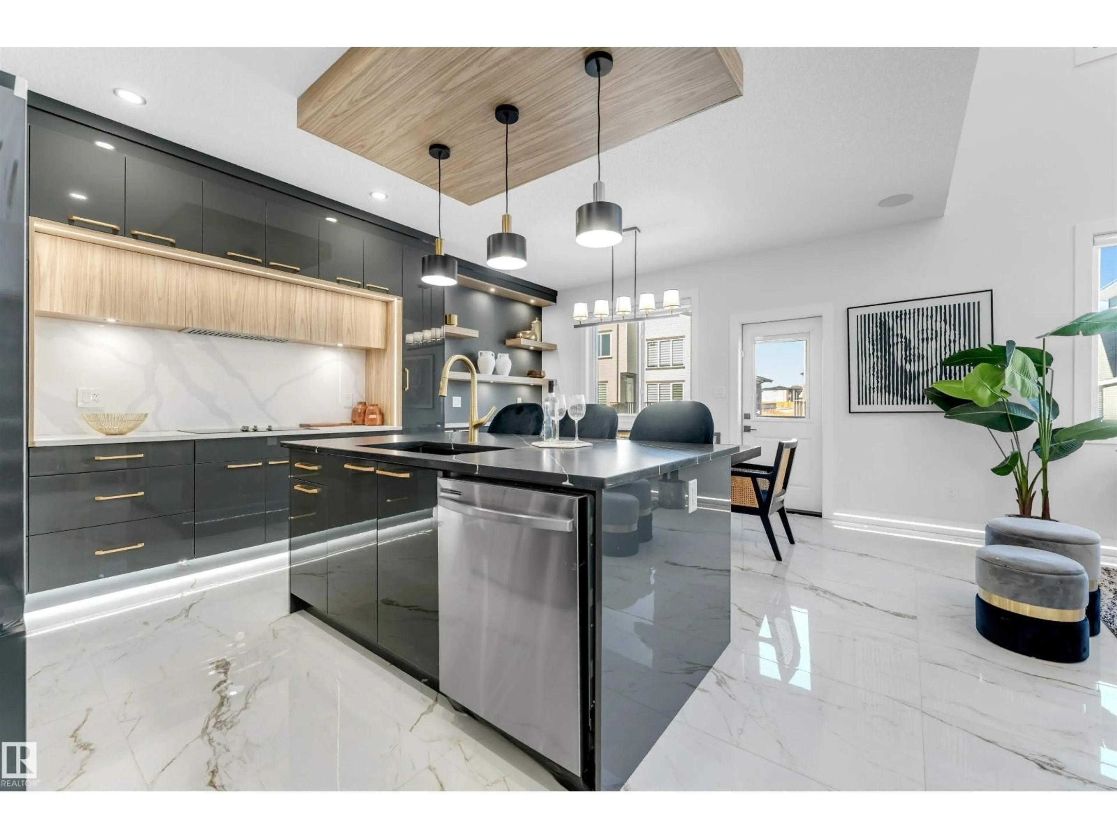 Contemporary kitchen, ceramic/tile floor for 2705 64 AV, Rural Leduc County Alberta T4X2C1
