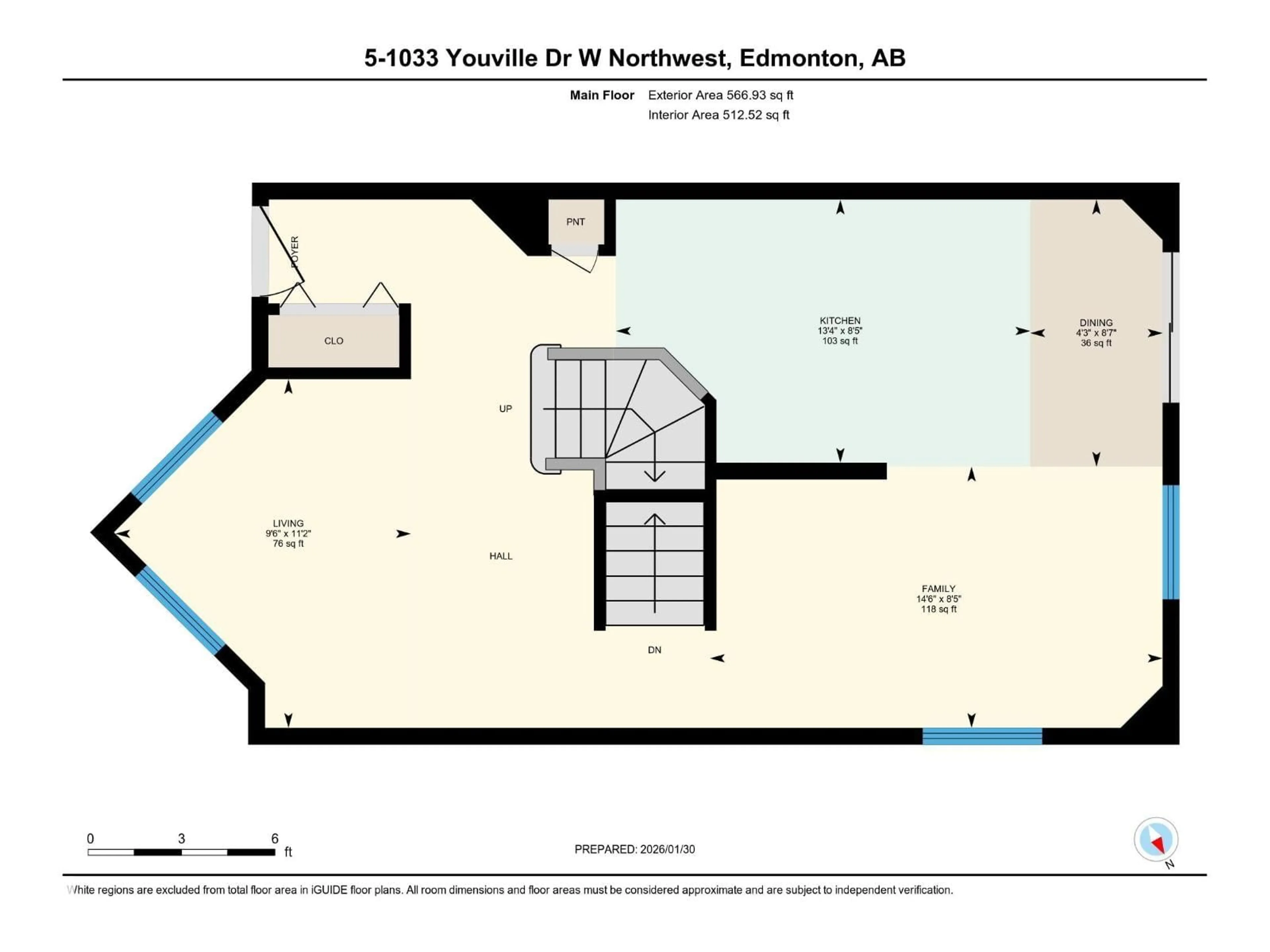 Floor plan for 5 - 1033 YOUVILLE DR, Edmonton Alberta T6L6V9