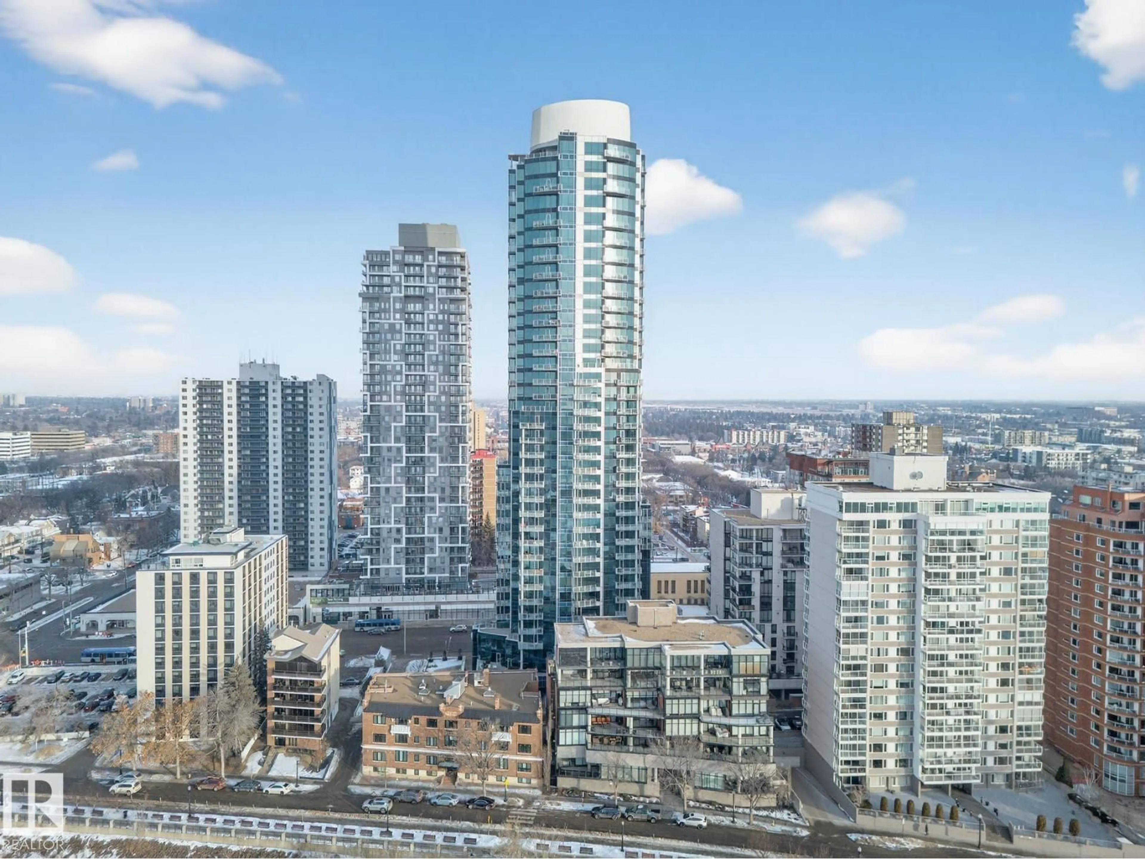A pic from outside/outdoor area/front of a property/back of a property/a pic from drone, city buildings view from balcony for 11969 - 902 JASPER AVE, Edmonton Alberta T5K0P1