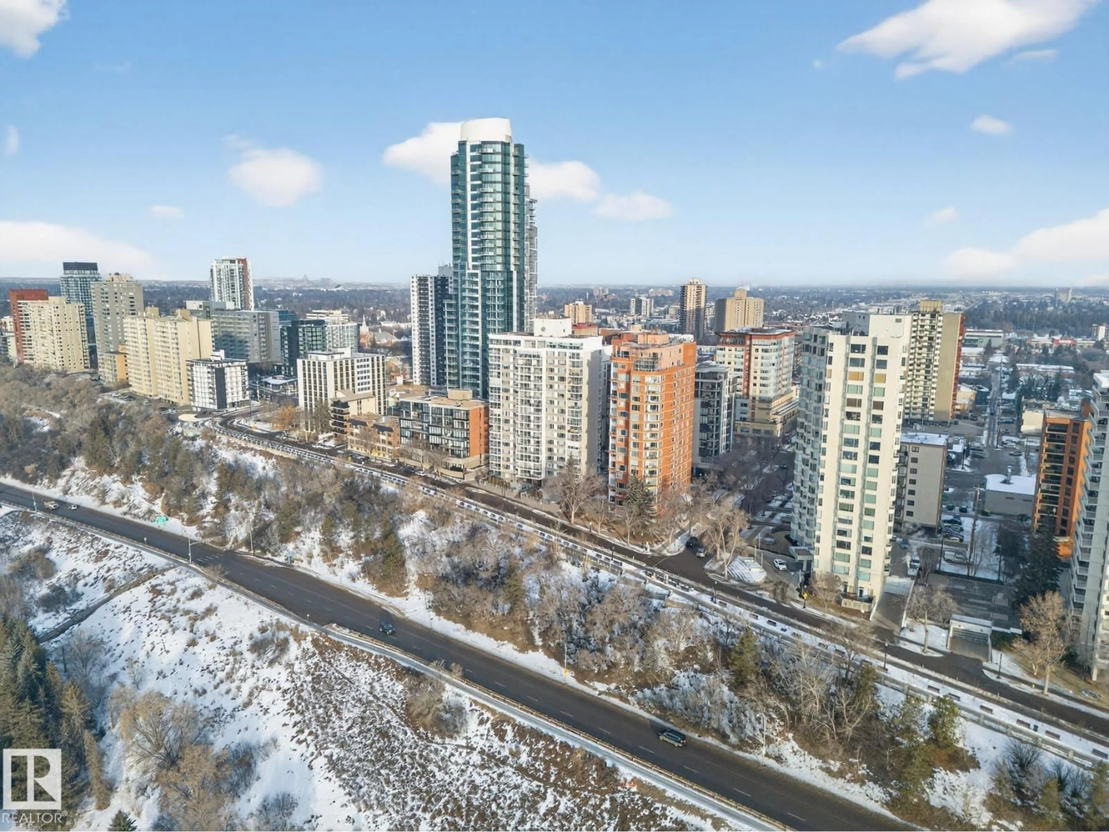 A pic from outside/outdoor area/front of a property/back of a property/a pic from drone, city buildings view from balcony for 11969 - 902 JASPER AVE, Edmonton Alberta T5K0P1