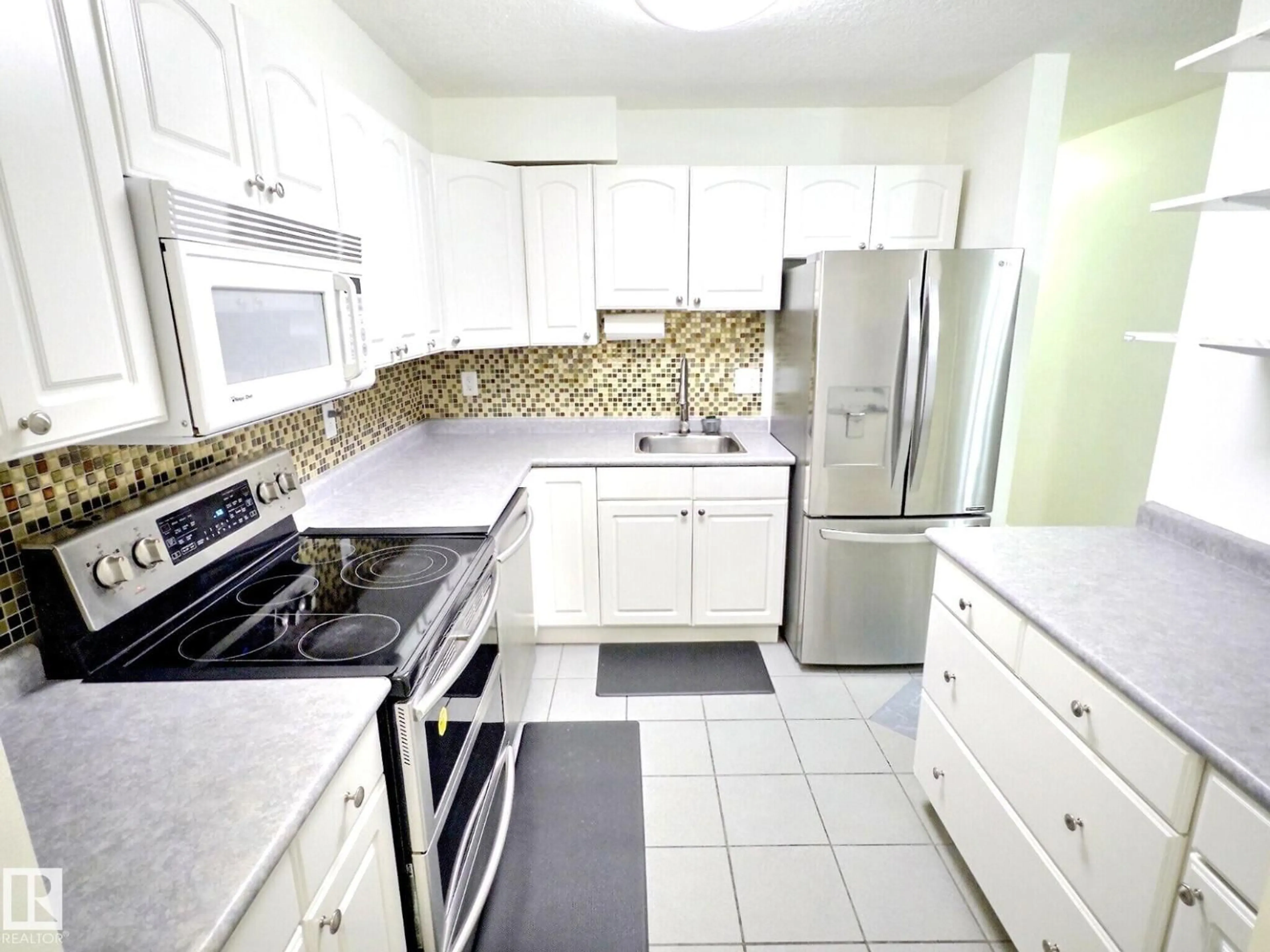 Standard kitchen, ceramic/tile floor for #110 - 9810 178 ST, Edmonton Alberta T5T3H4