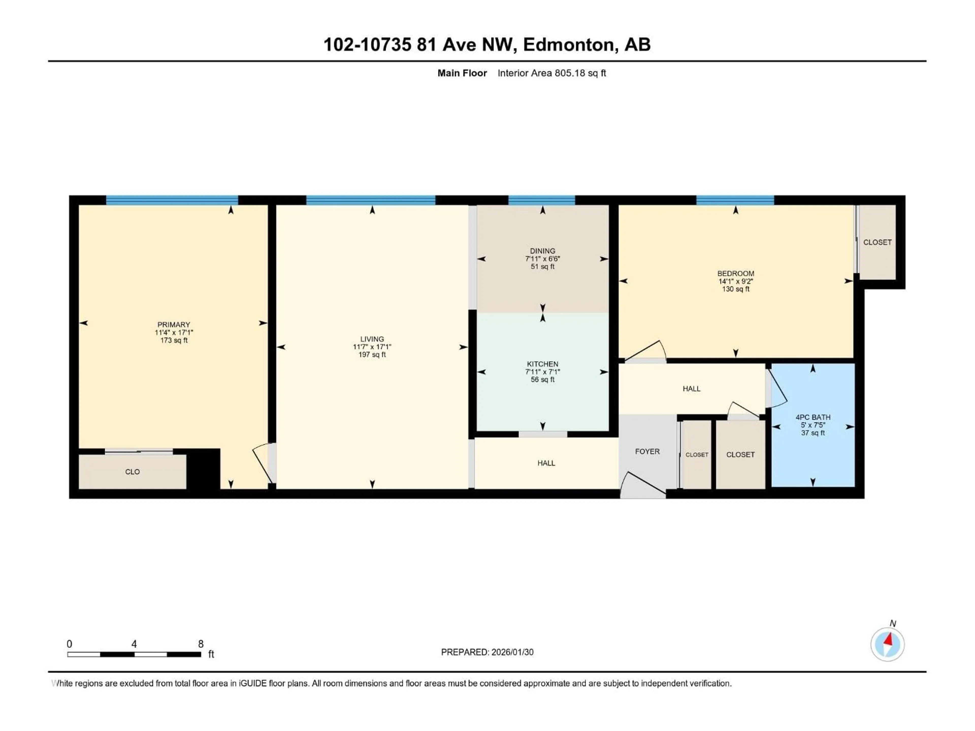 Floor plan for #102 - 10735 81 AV, Edmonton Alberta T6E1Y2
