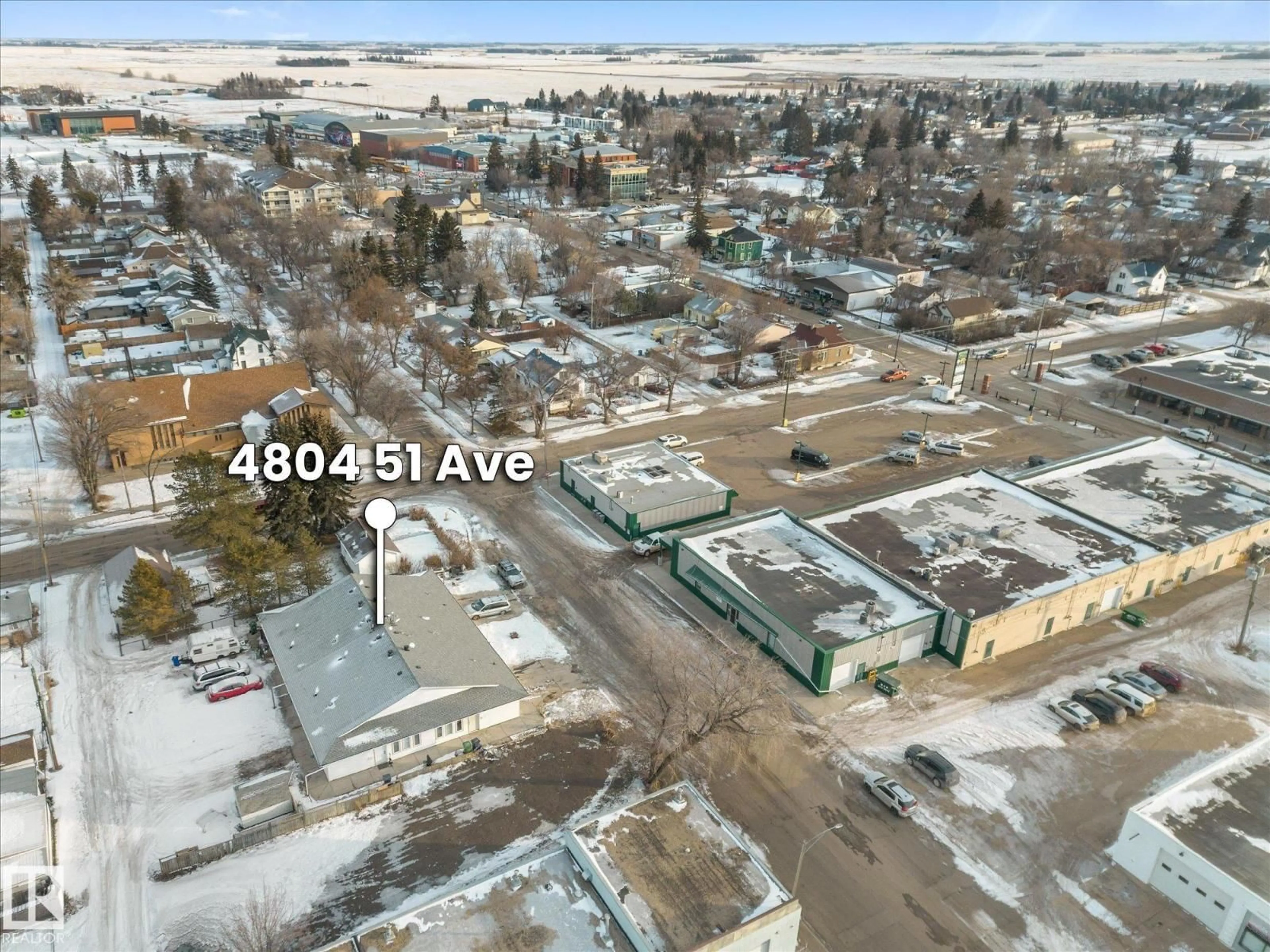 A pic from outside/outdoor area/front of a property/back of a property/a pic from drone, unknown for (A,B,C,D) - 4804 51 AV, Wetaskiwin Alberta T9A0T7