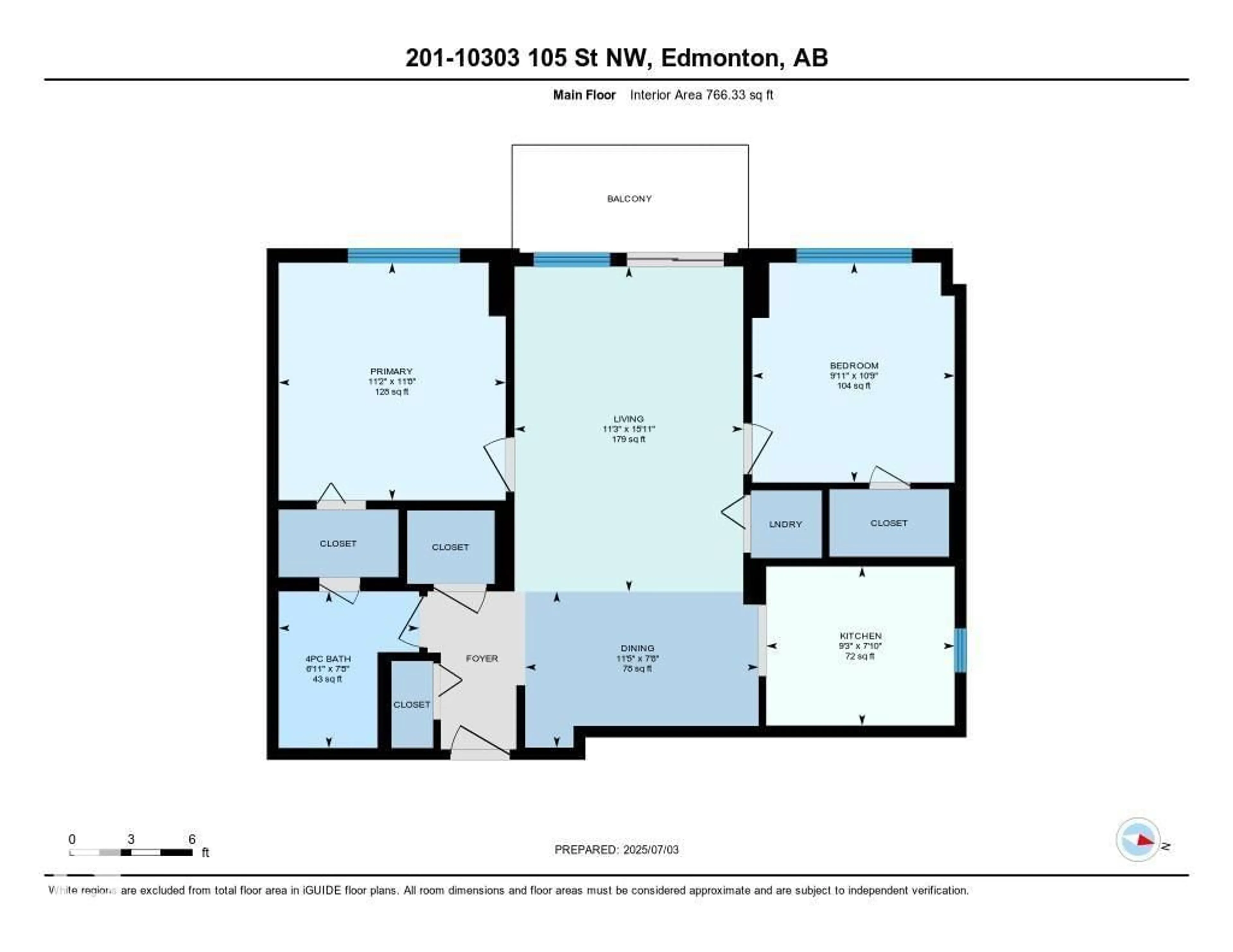 Floor plan for 10303 - 201 105 ST NW, Edmonton Alberta T5J5G3