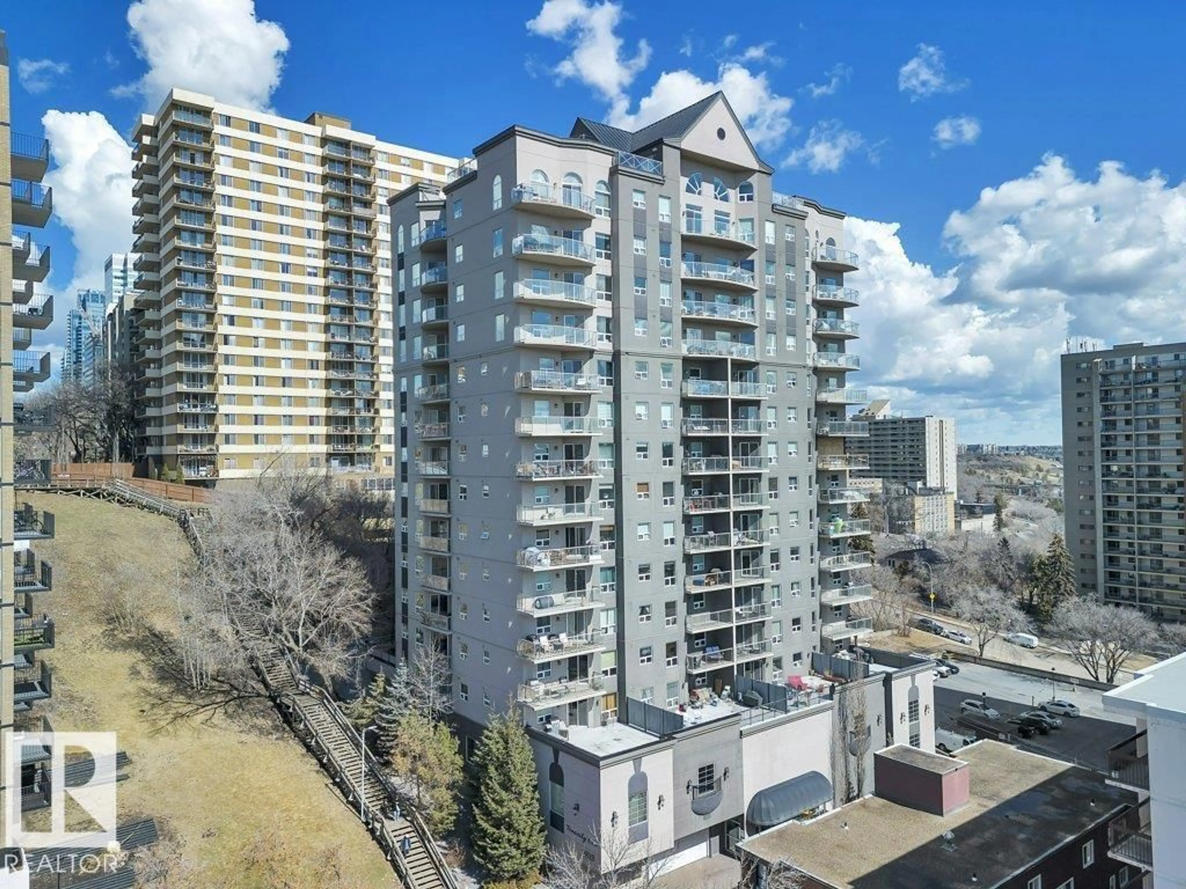 A pic from outside/outdoor area/front of a property/back of a property/a pic from drone, city buildings view from balcony for 904 - 9819 104 ST, Edmonton Alberta T5K0Y8