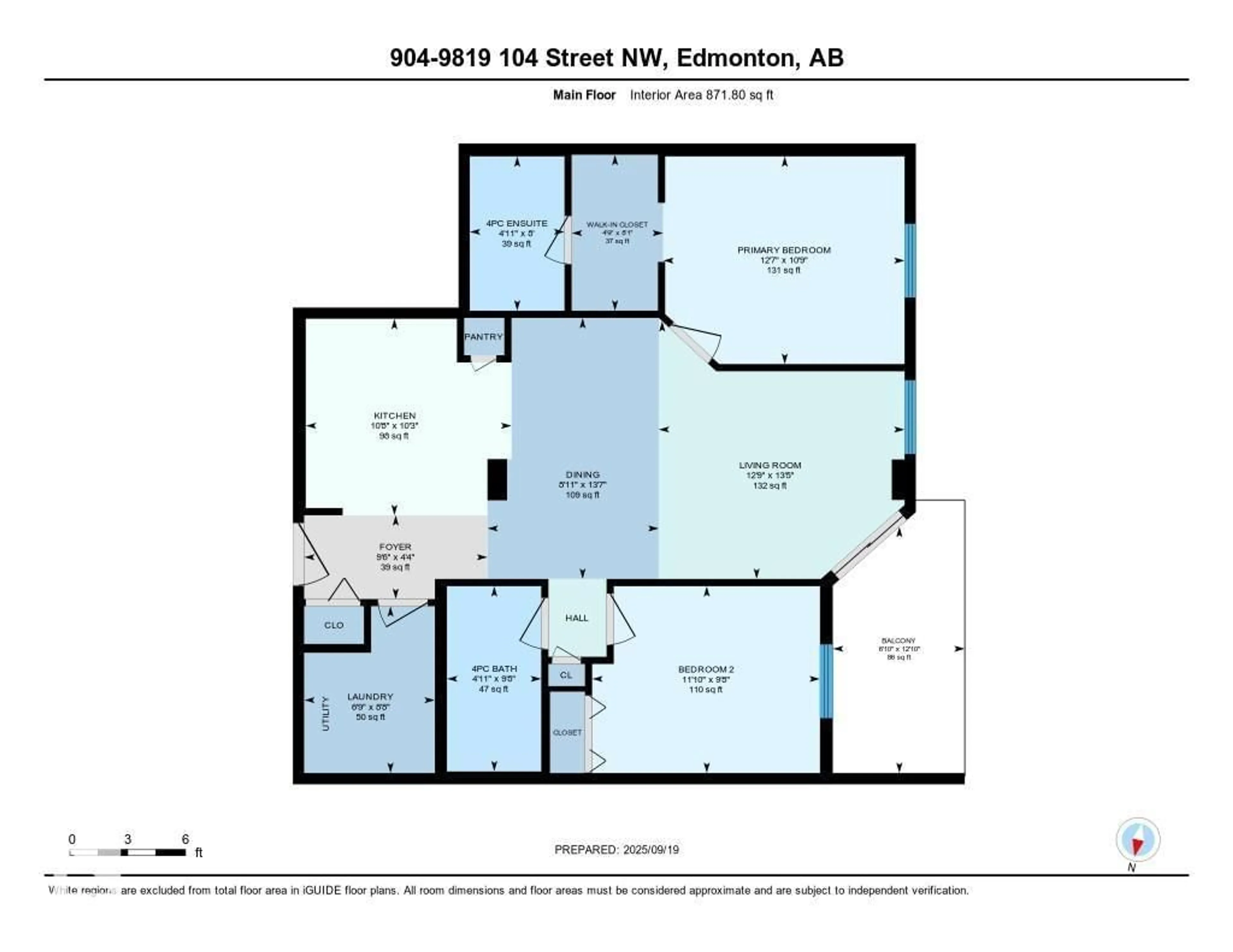 Floor plan for 904 - 9819 104 ST, Edmonton Alberta T5K0Y8