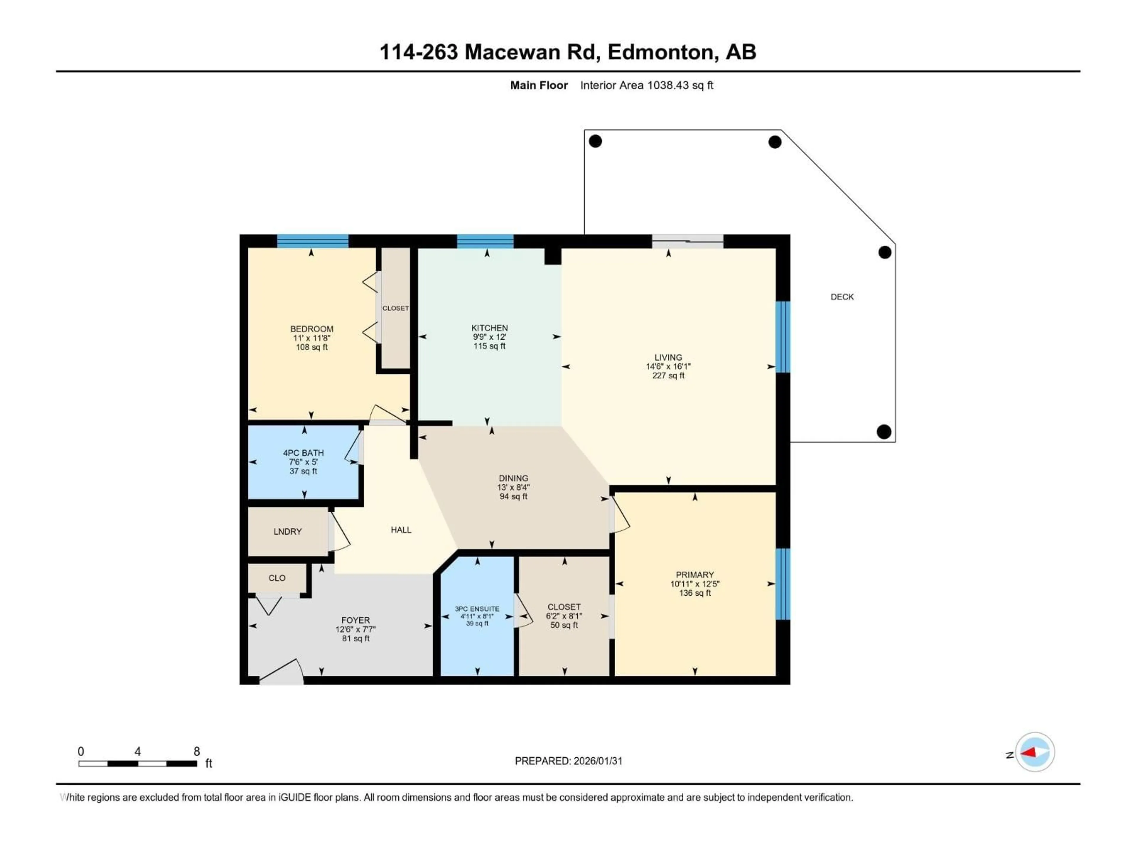 Floor plan for #114 - 263 MACEWAN RD, Edmonton Alberta T6W0C4