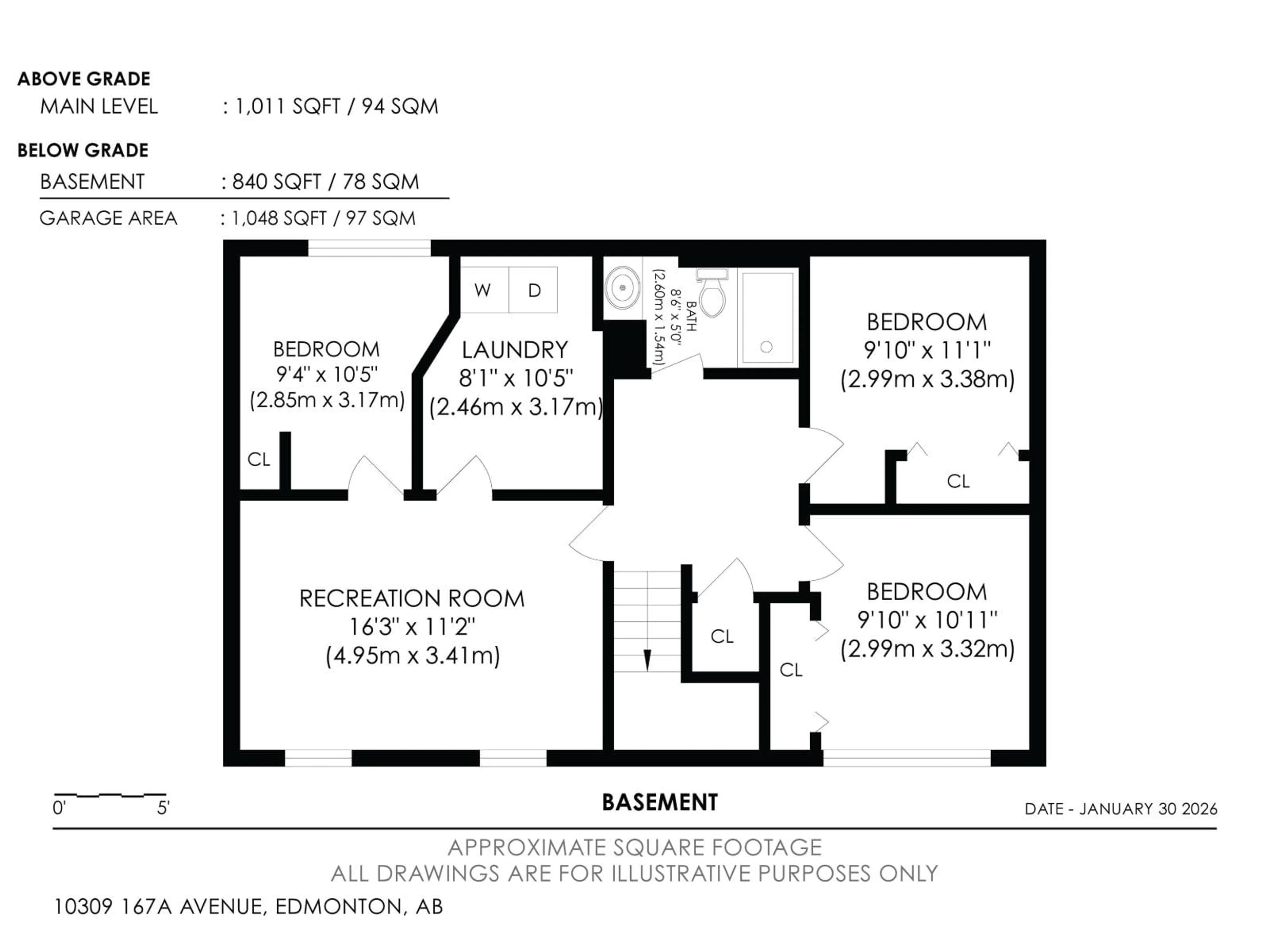 Floor plan for 10309 167A AV, Edmonton Alberta T5X2Y8