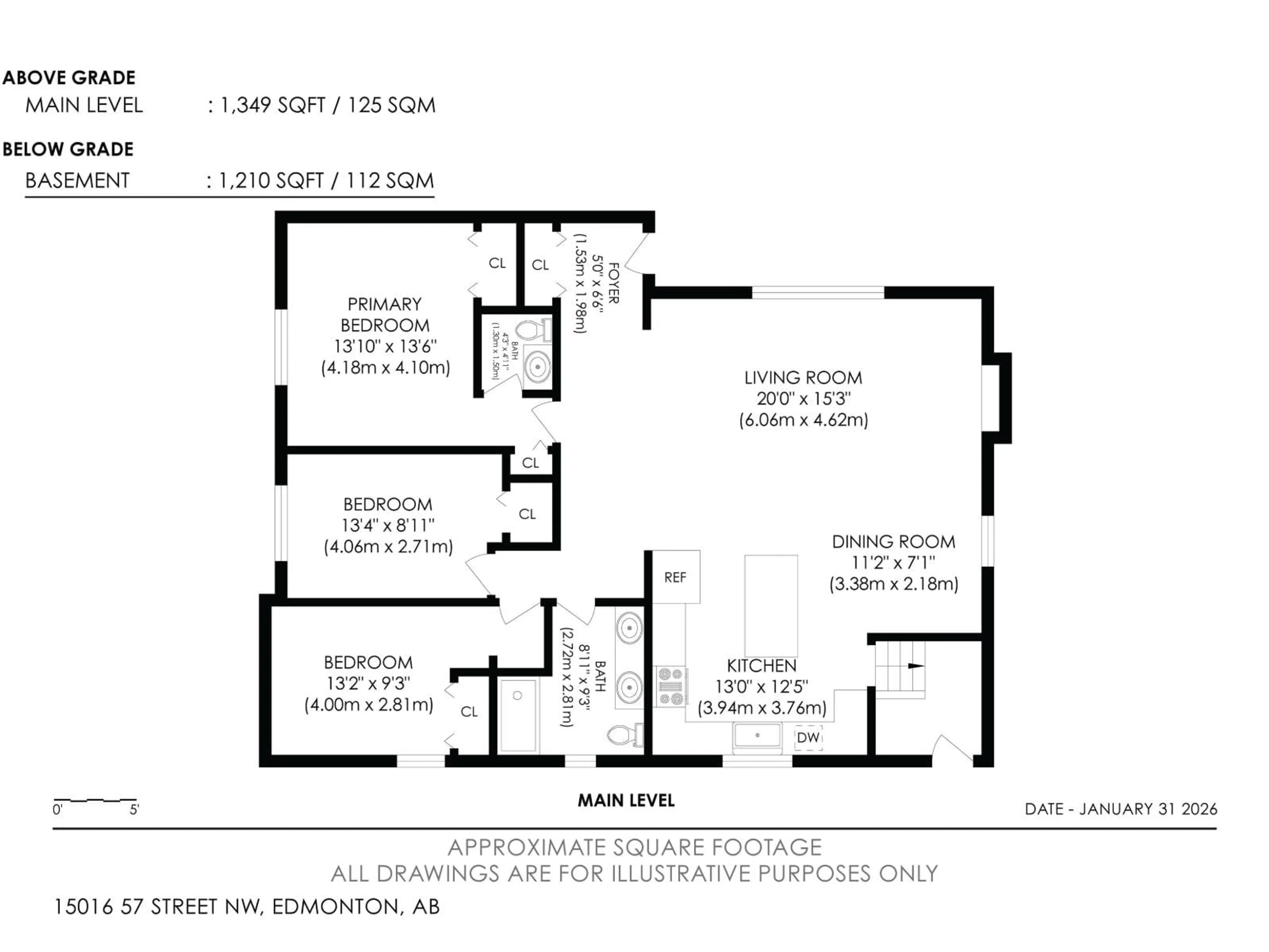 Floor plan for 15016 57 ST, Edmonton Alberta T5A2L3