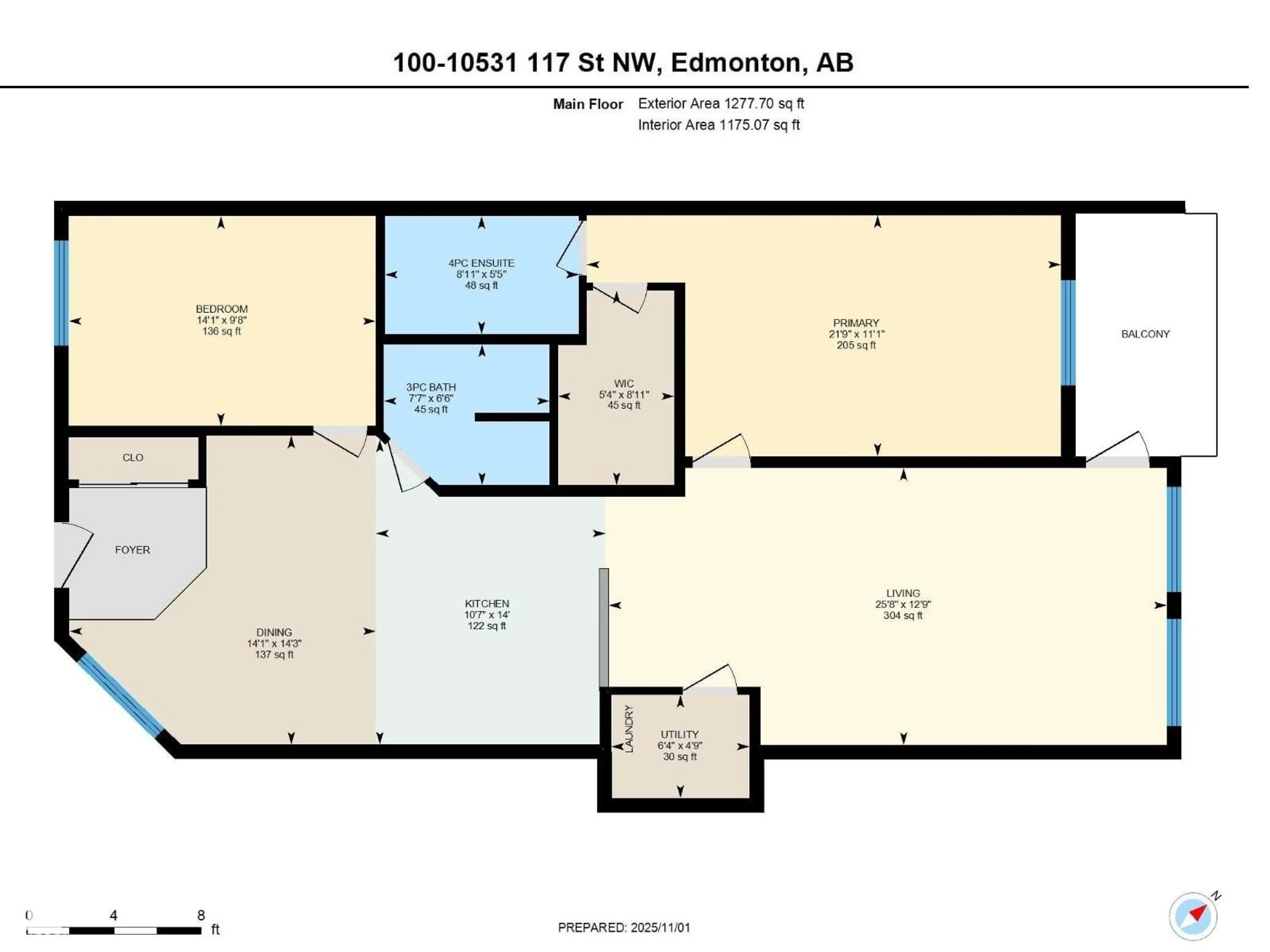 Floor plan for #100 - 10531 117 ST, Edmonton Alberta T5H0A8