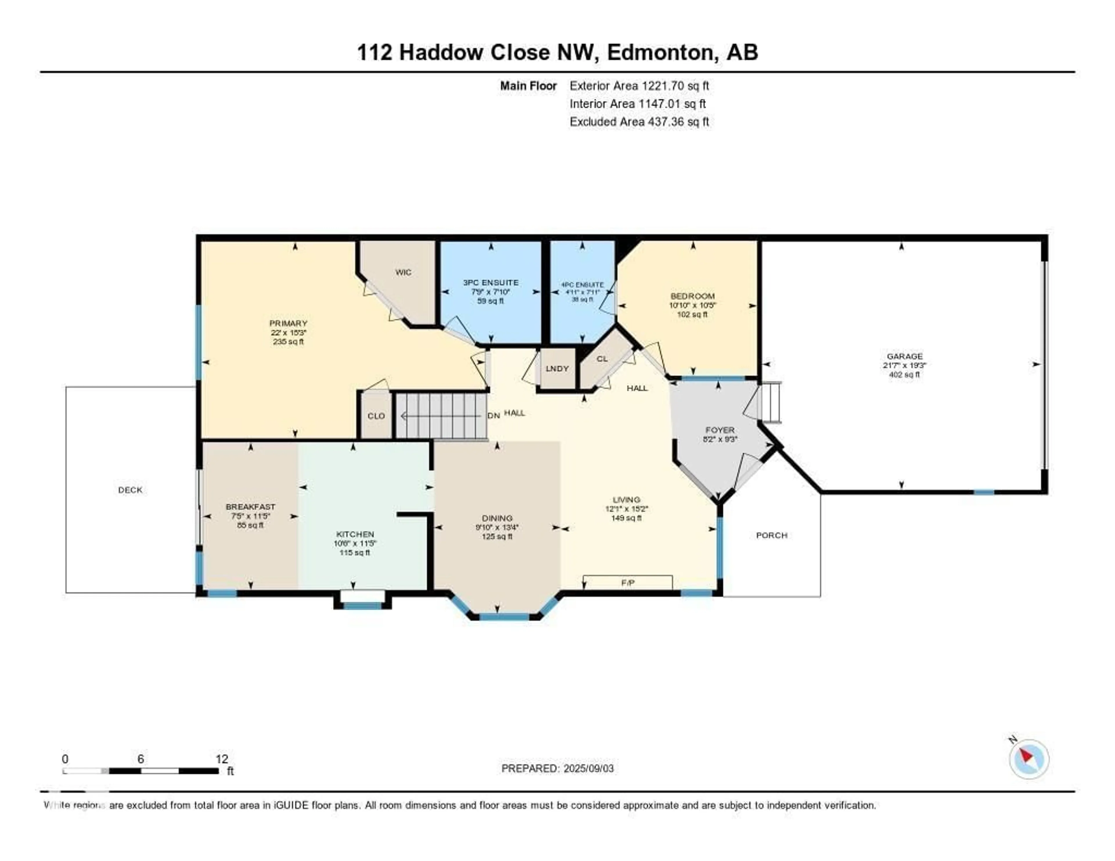 Floor plan for 112 HADDOW CL, Edmonton Alberta T6R2P8