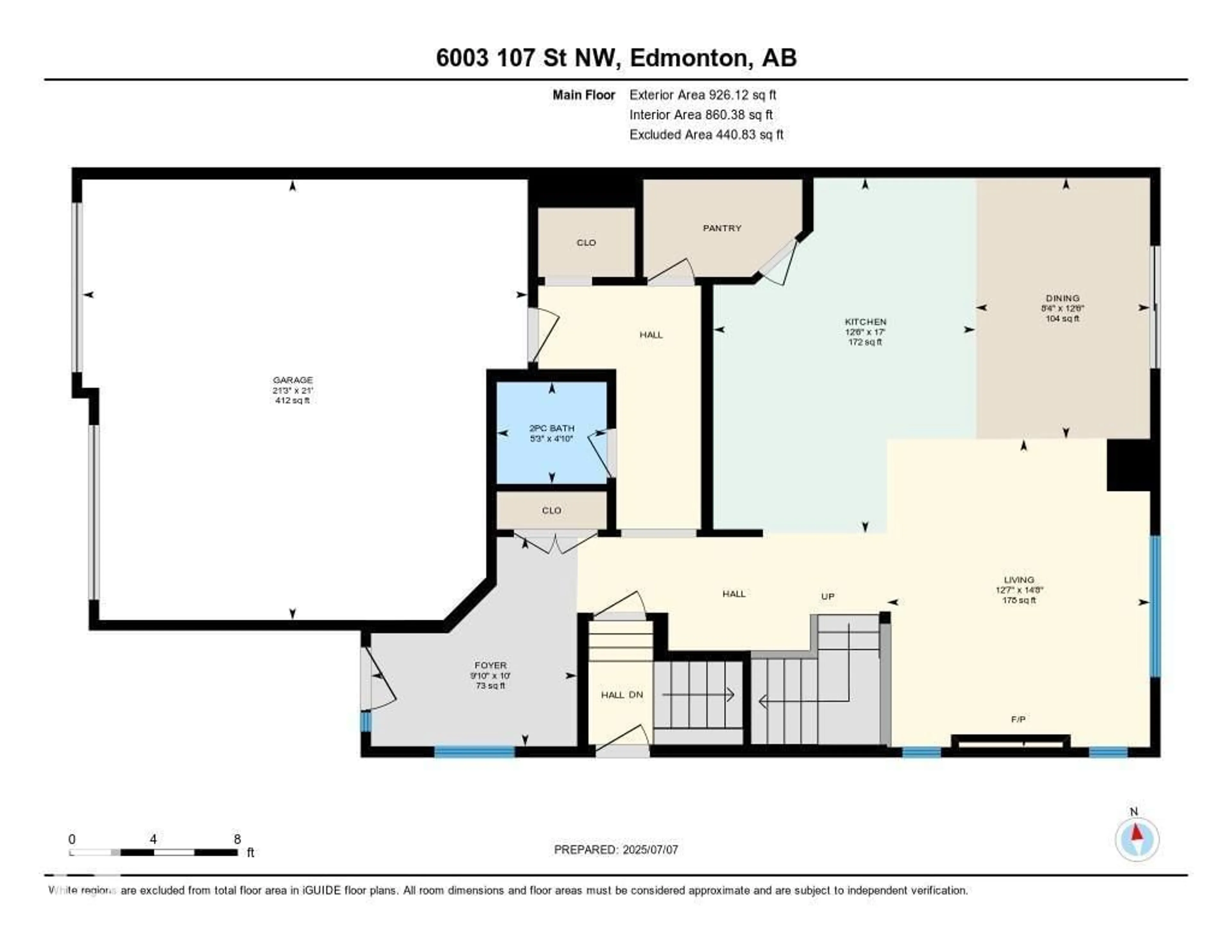Floor plan for NW - 6003 107 ST, Edmonton Alberta T6H2X9