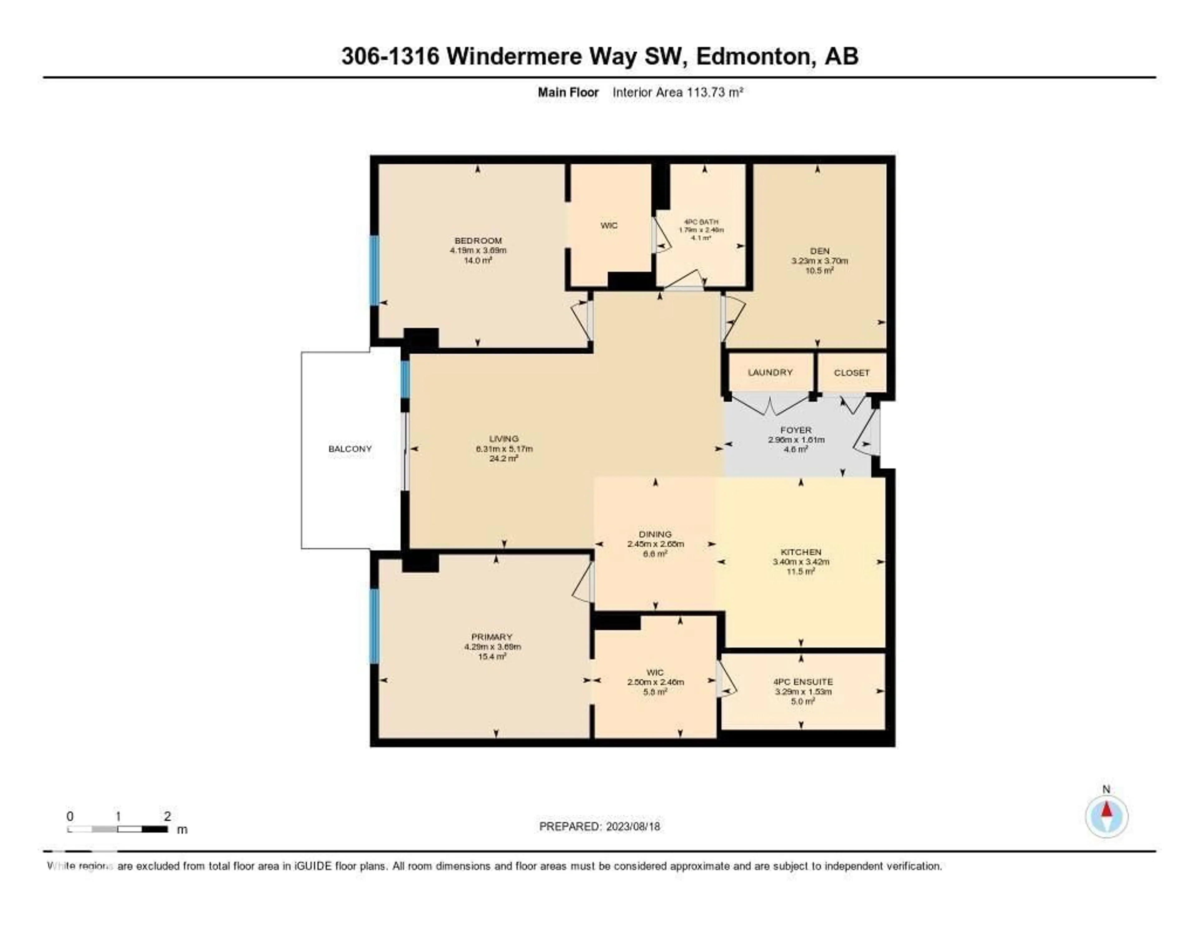 Floor plan for #306 - 1316 WINDERMERE WY, Edmonton Alberta T6W2J3