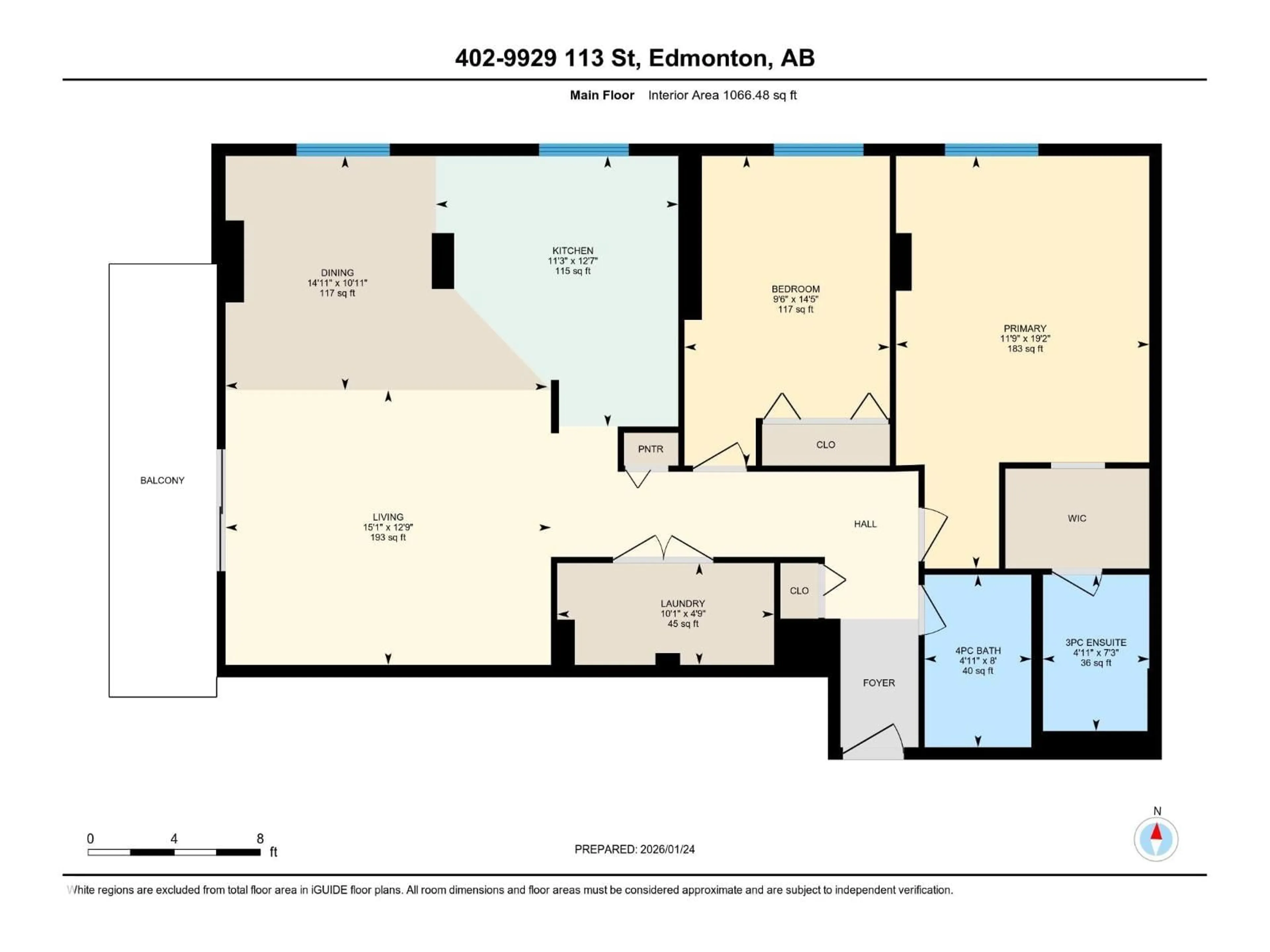 Floor plan for #402 - 9929 113 ST, Edmonton Alberta T5K2N9
