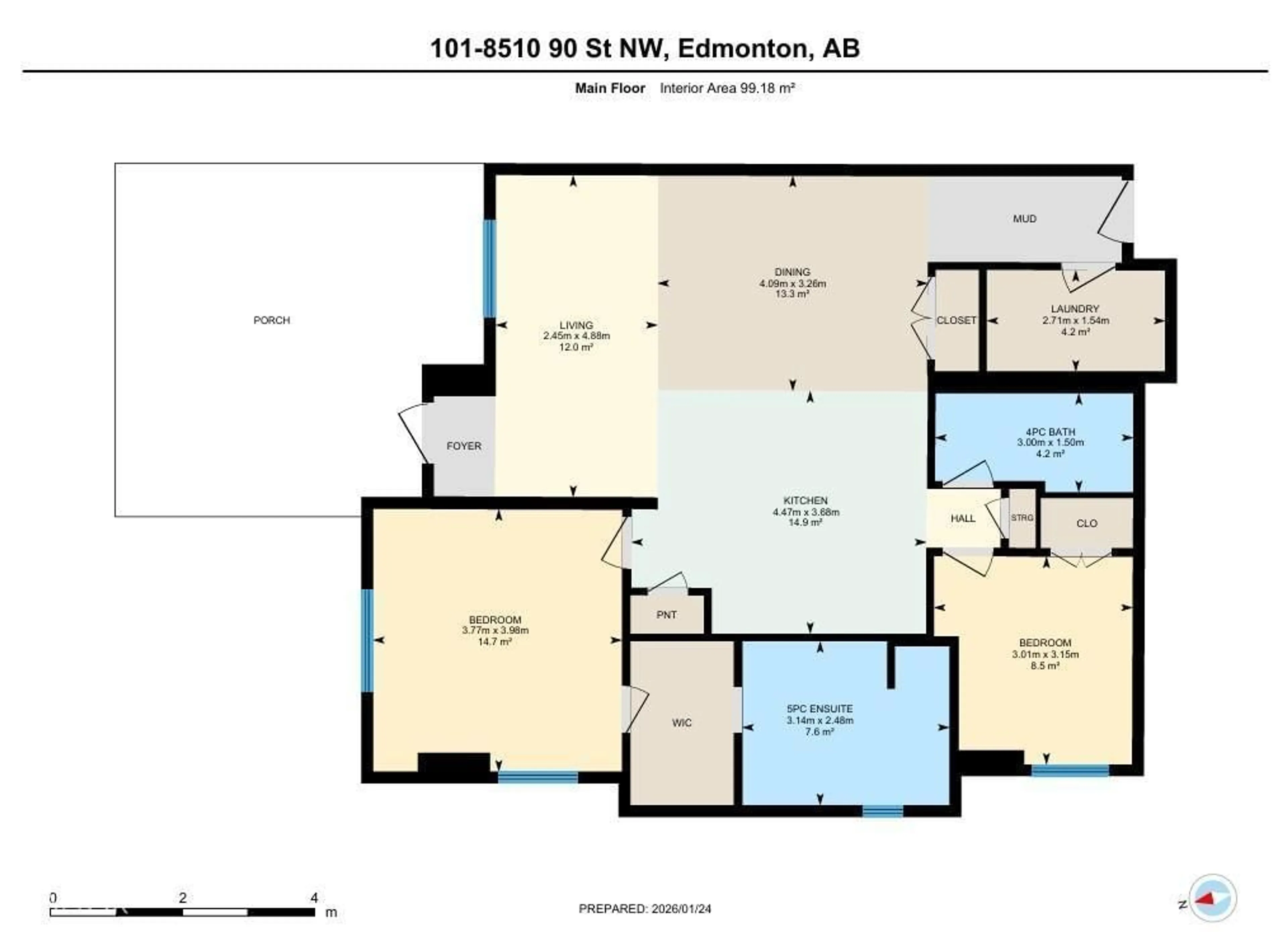 Floor plan for #101 - 8510 90 ST, Edmonton Alberta T5L3C6