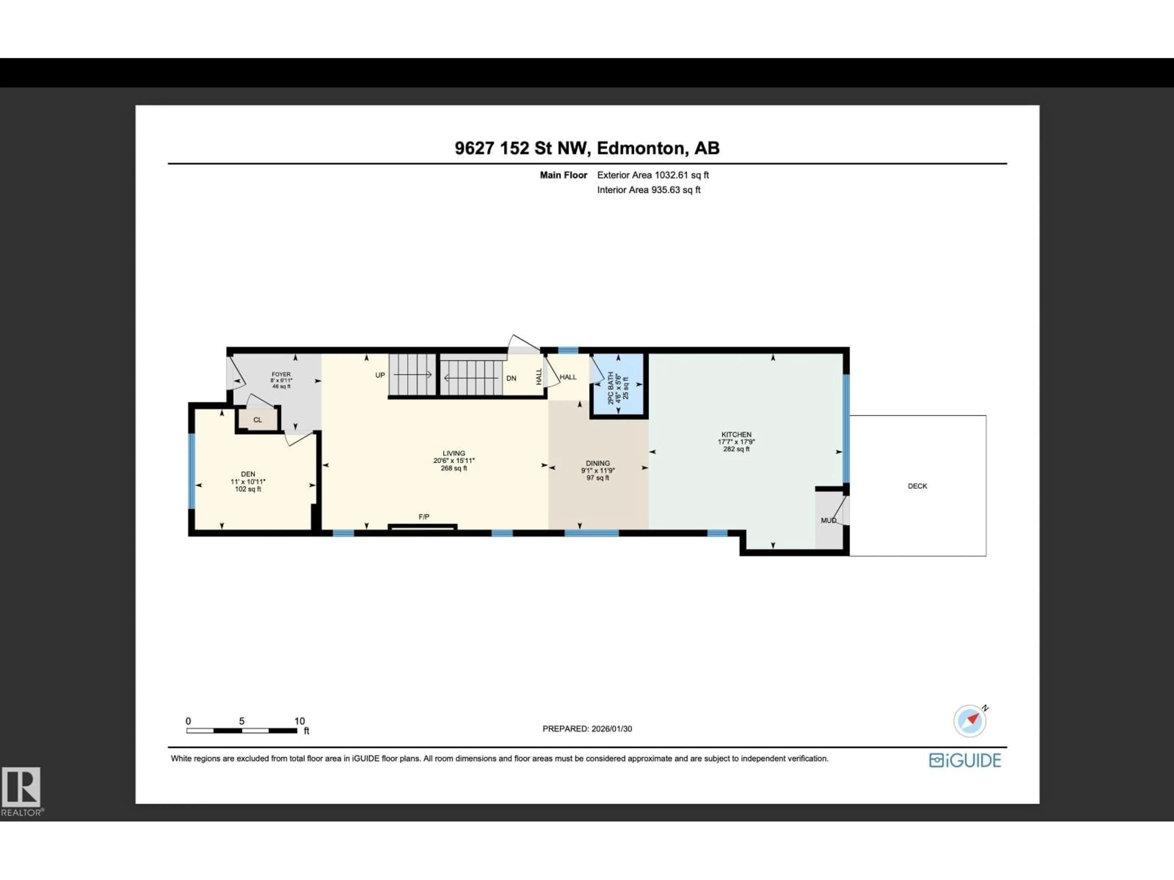 Floor plan for NW - 9627 152 ST, Edmonton Alberta T5W1W7