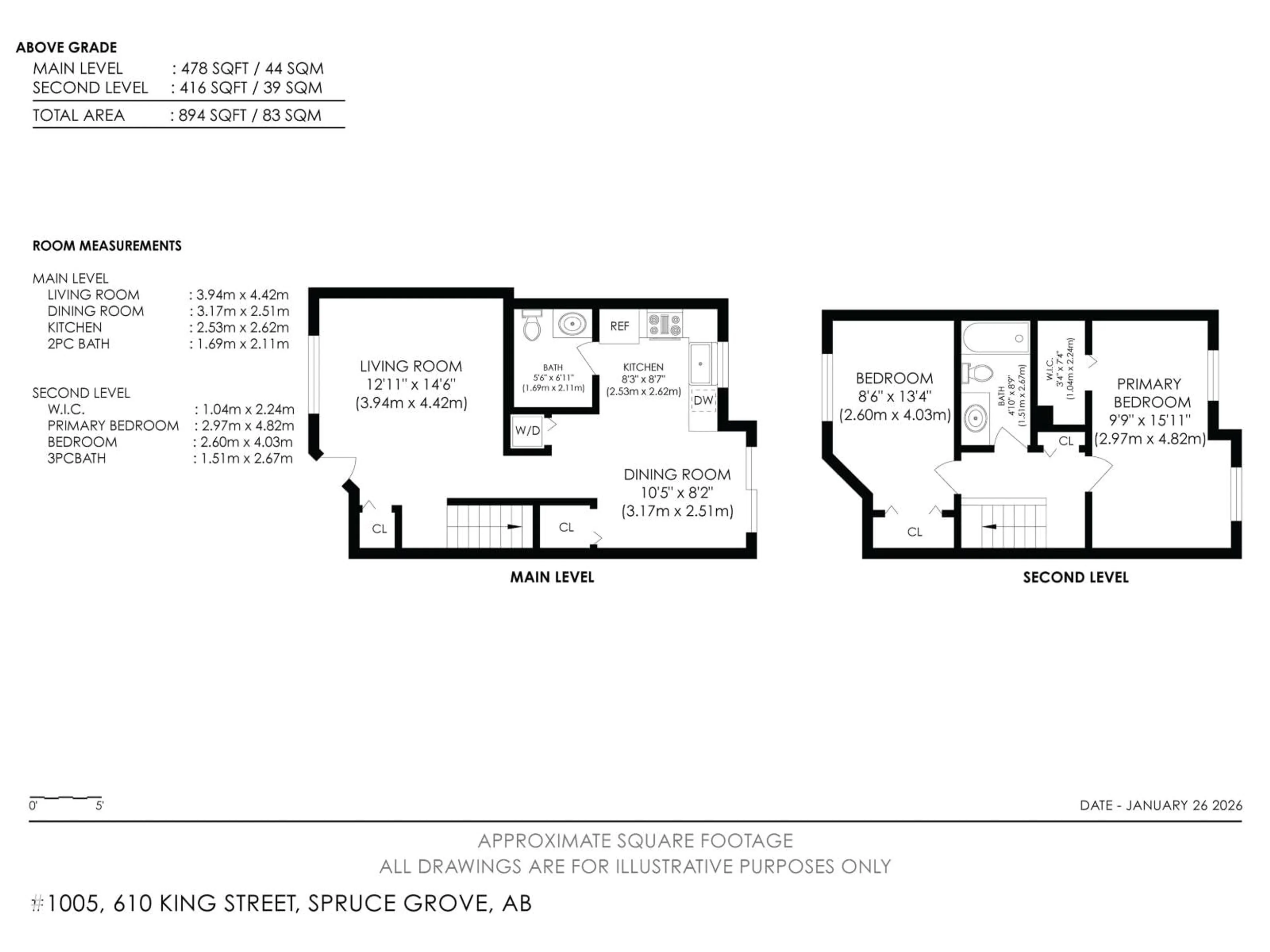Floor plan for #1005 - 610 KING ST, Spruce Grove Alberta T7X4J9
