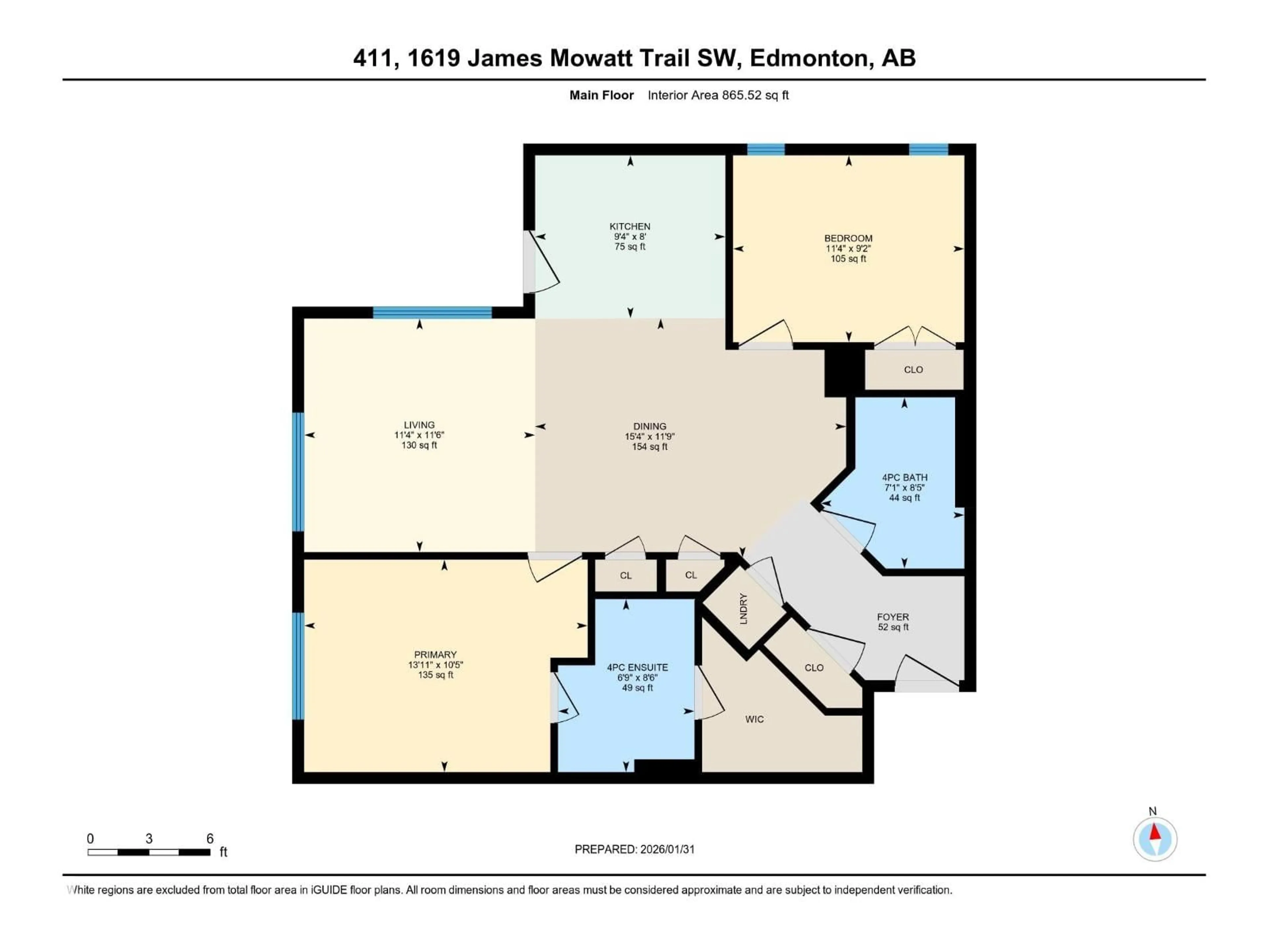 Floor plan for 411 - 1619 JAMES MOWATT TR, Edmonton Alberta T6W0J7