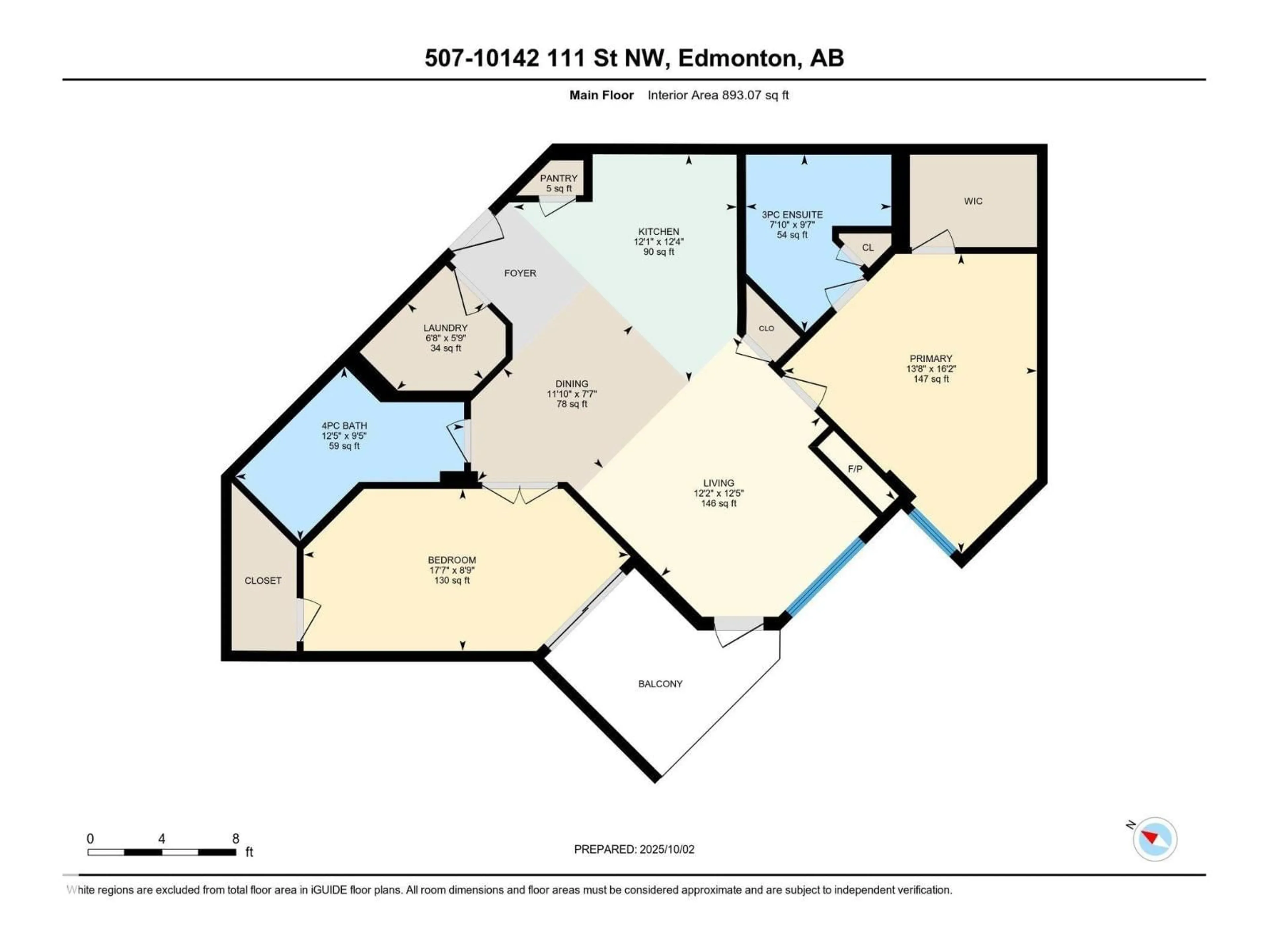 Floor plan for 507 - 10142 111 ST NW, Edmonton Alberta T5K1K6