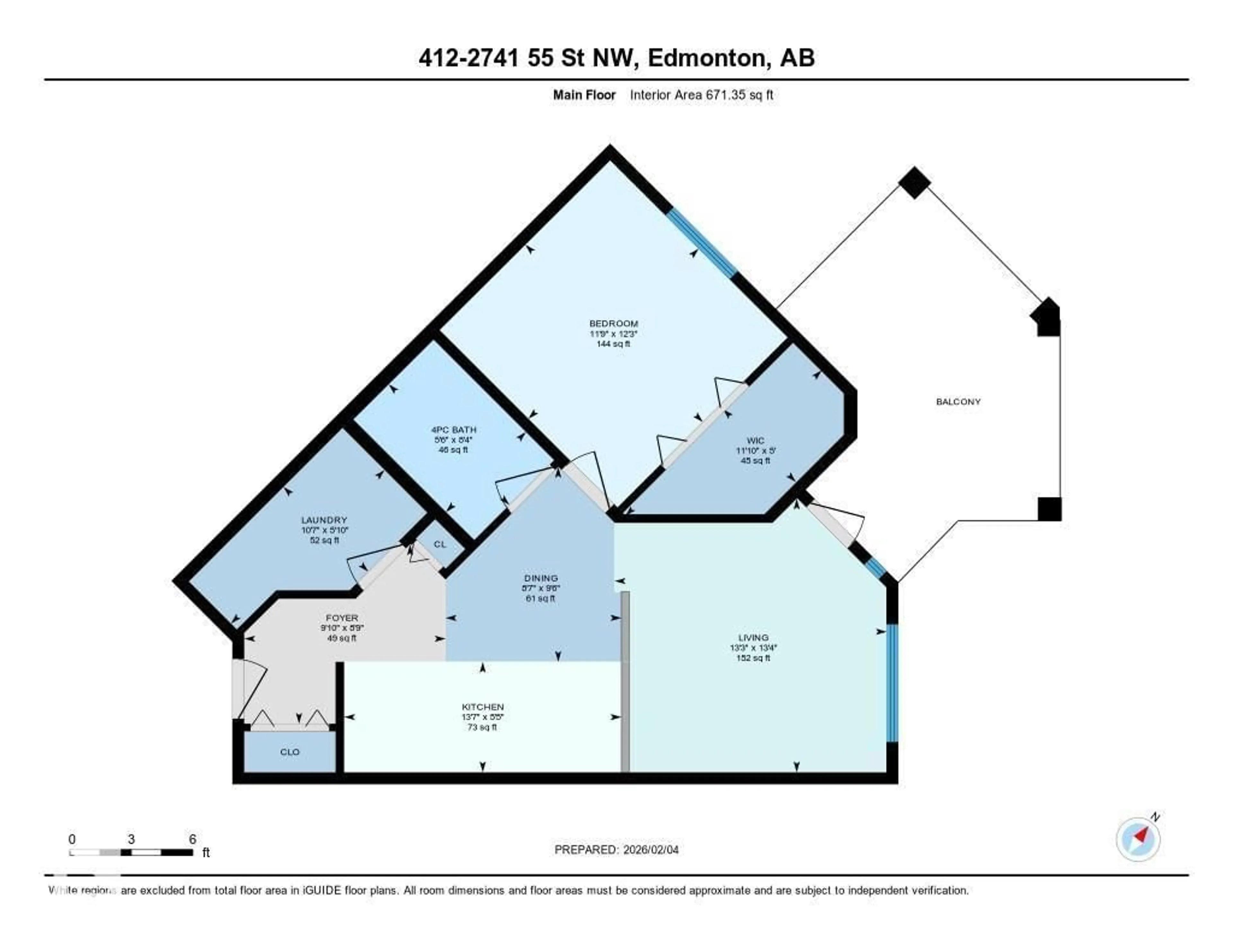 Floor plan for #412 - 2741 55 ST, Edmonton Alberta T6L7G7