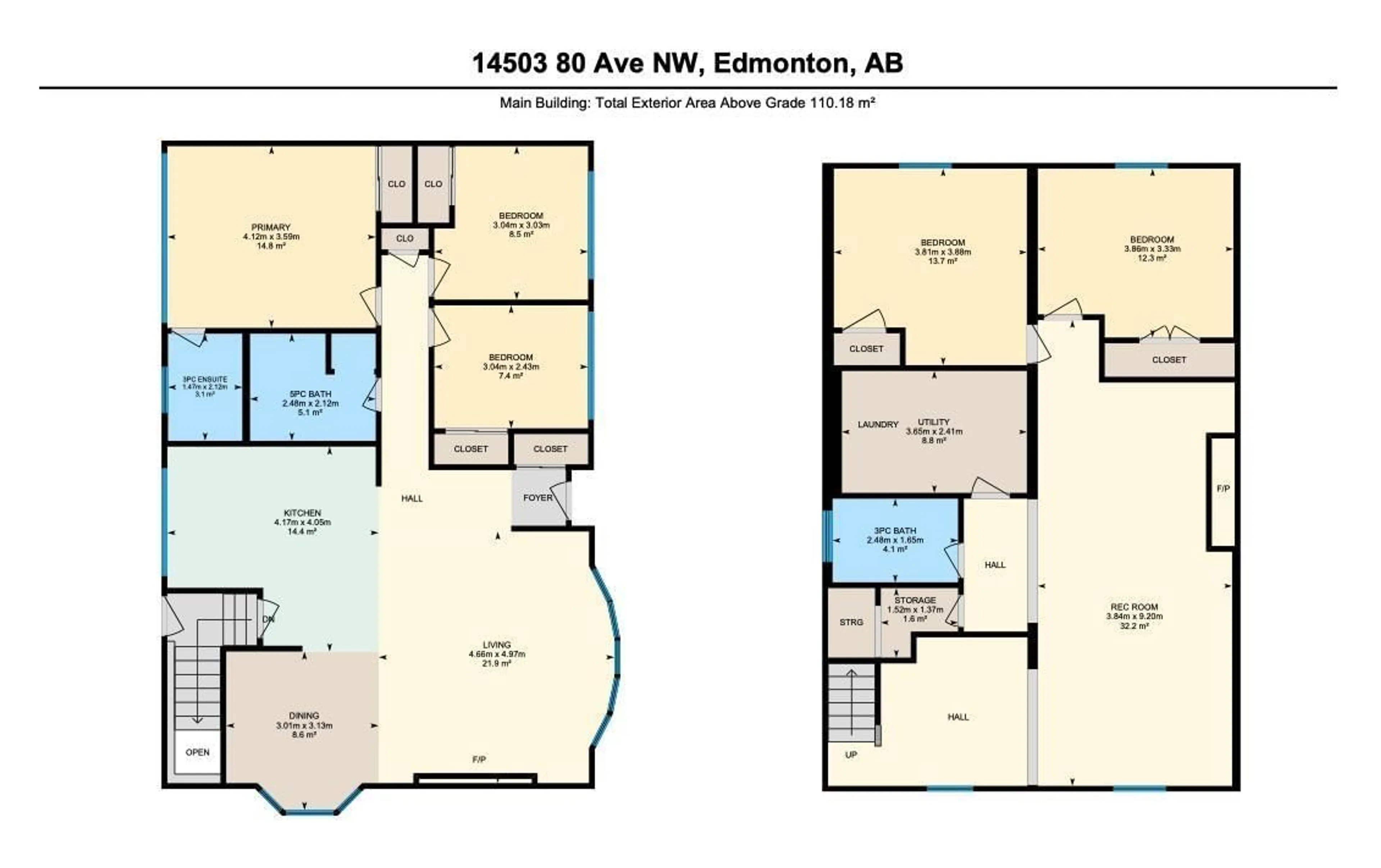 Floor plan for 14503 80 AV, Edmonton Alberta T5R3K5