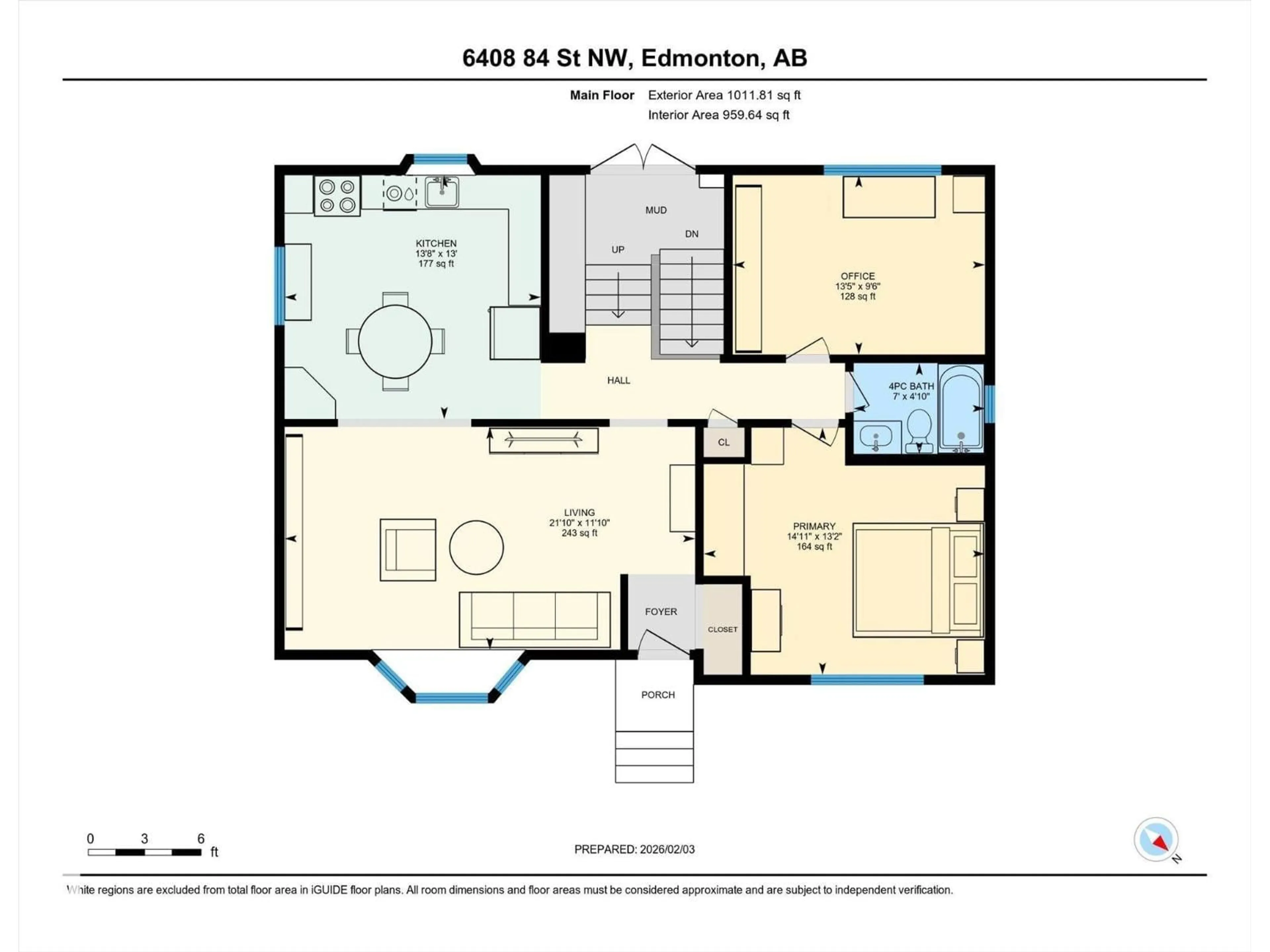 Floor plan for NW - 6408 84 ST, Edmonton Alberta T5B3A9