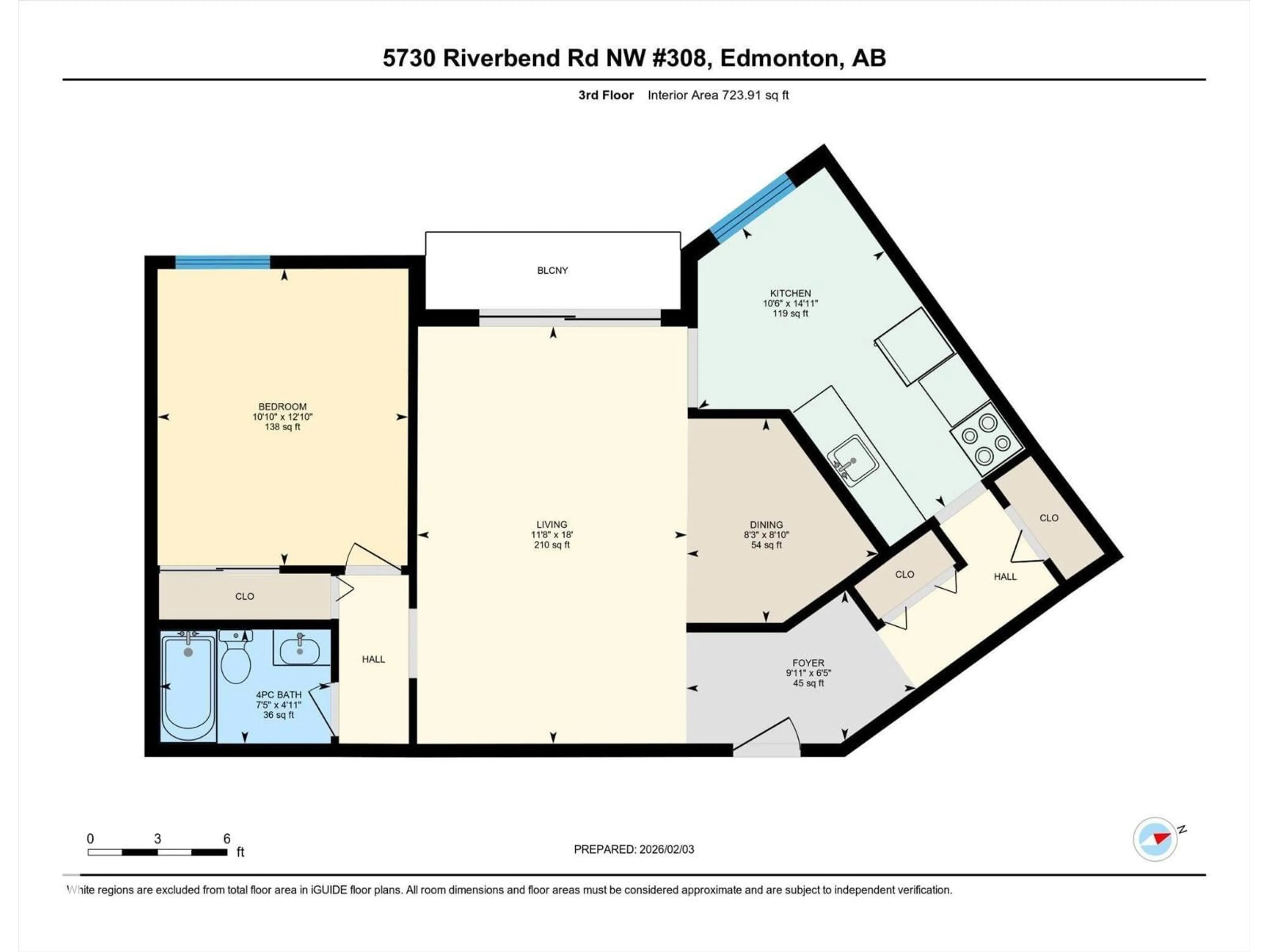Floor plan for #308 - 5730 RIVERBEND RD, Edmonton Alberta T6H4T4