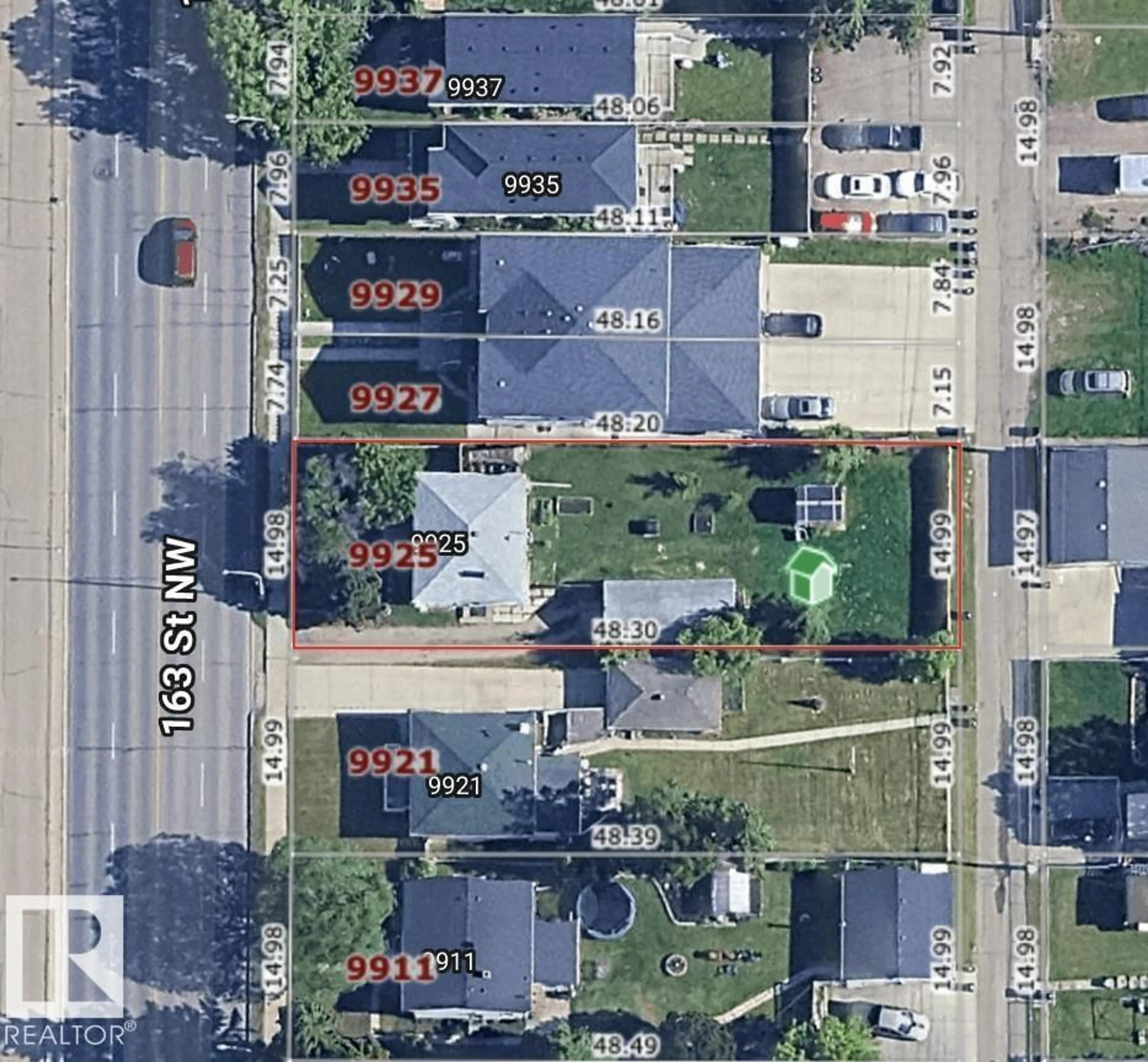 A pic from outside/outdoor area/front of a property/back of a property/a pic from drone, street for 9925 163 ST, Edmonton Alberta T5P3N3
