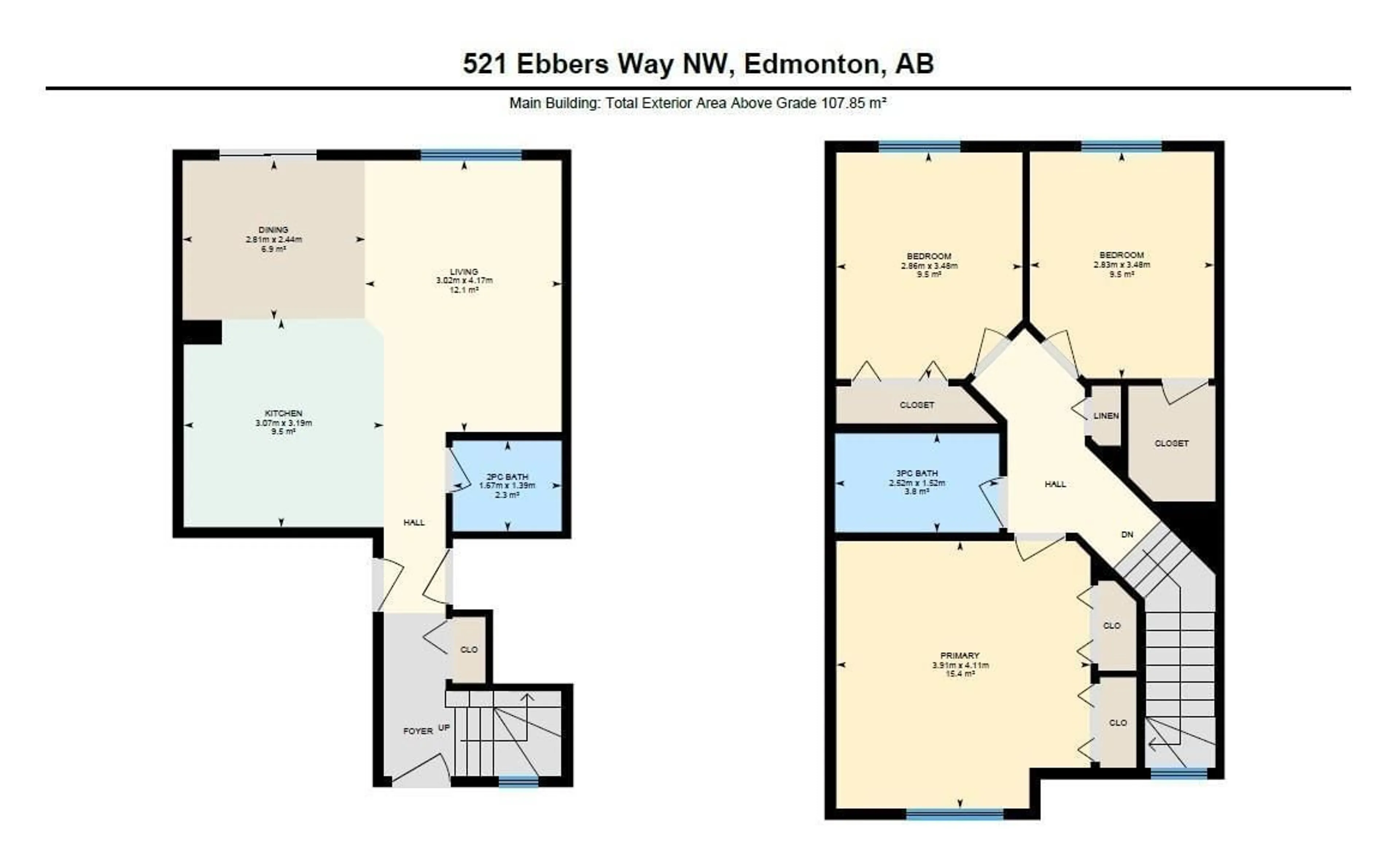 Floor plan for 521 EBBERS WY, Edmonton Alberta T5Y3T8