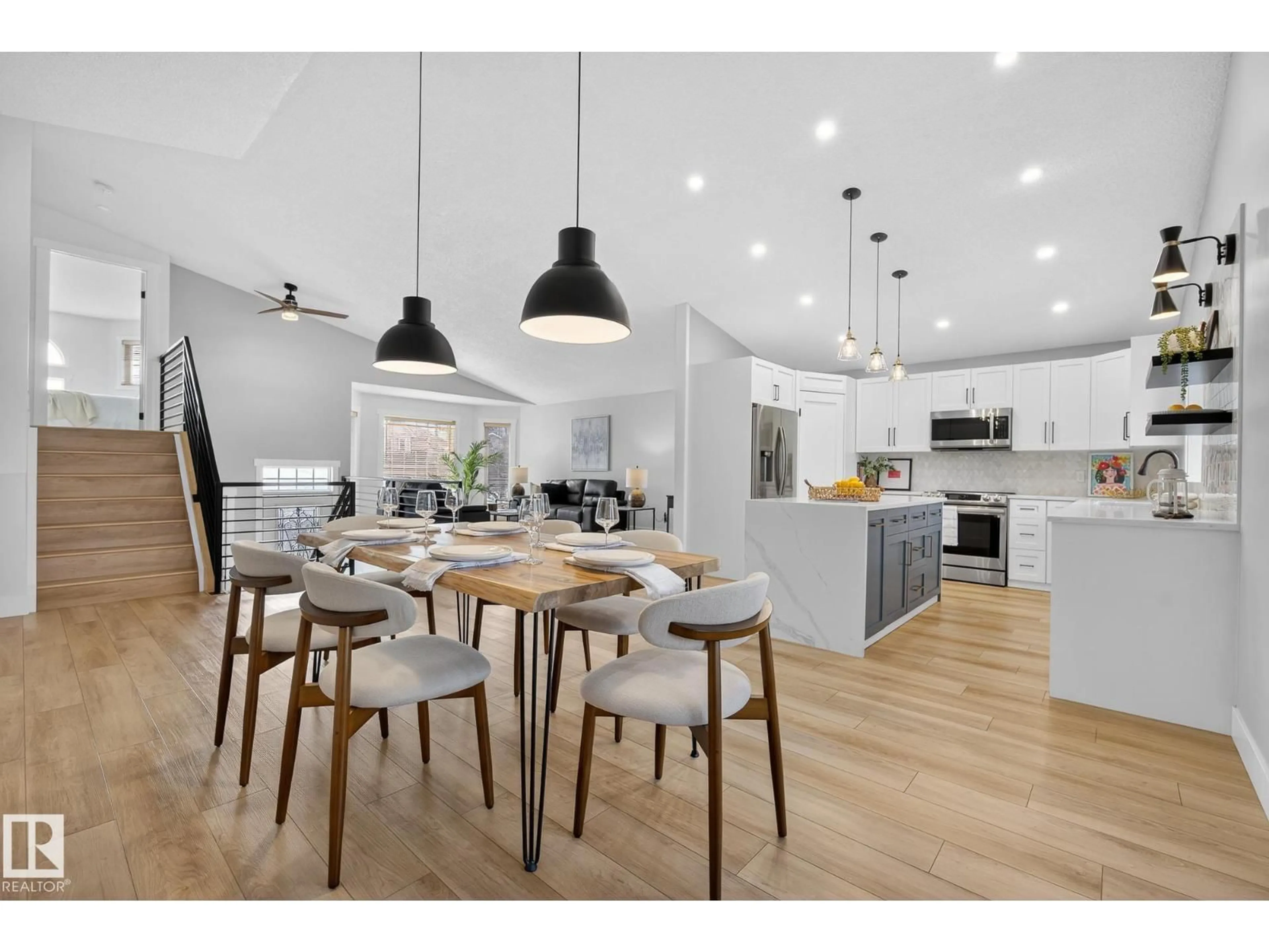 Open concept kitchen, wood/laminate floor for N - 24 LAKEWOOD COVE, Spruce Grove Alberta T7X4B3