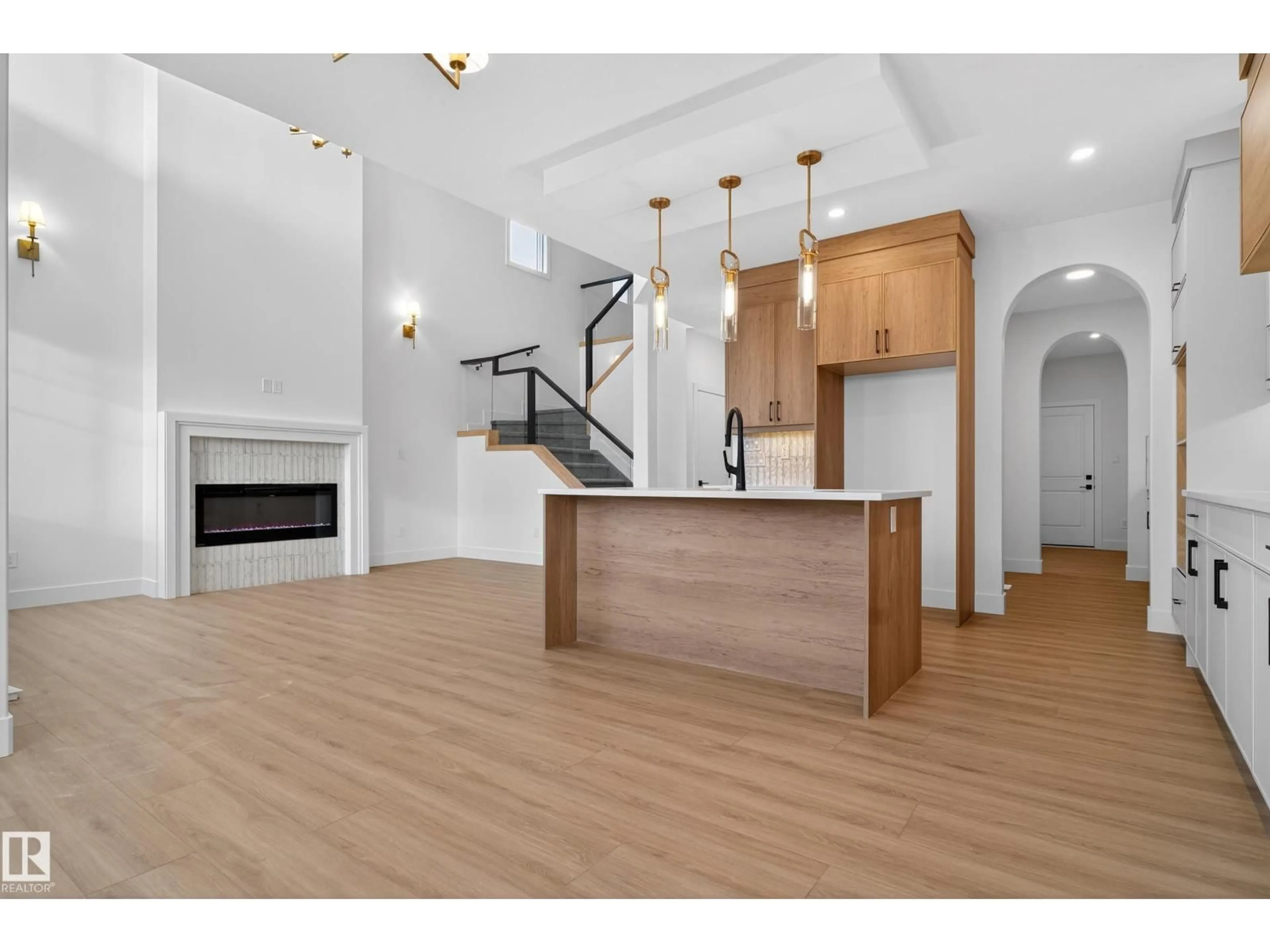 Open concept kitchen, wood/laminate floor for 26 ROSA CR, St. Albert Alberta T8N8B7